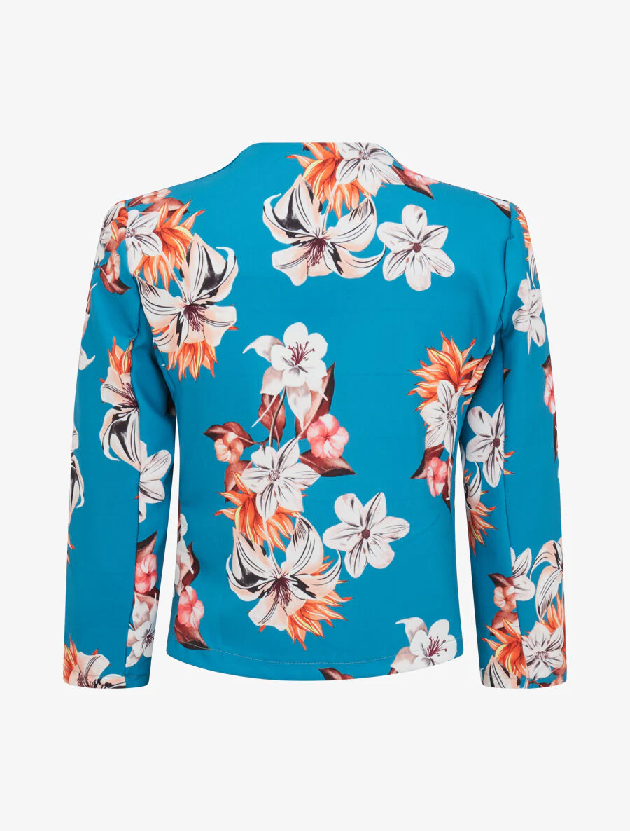 Veste courte à imprimé fleurs de lys - Bleu turquoise - Image 2