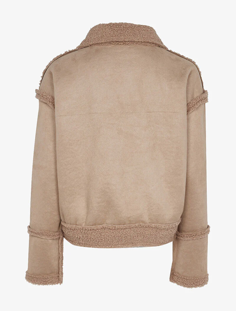 Veste courte duveteuse - rose orange - Image 2