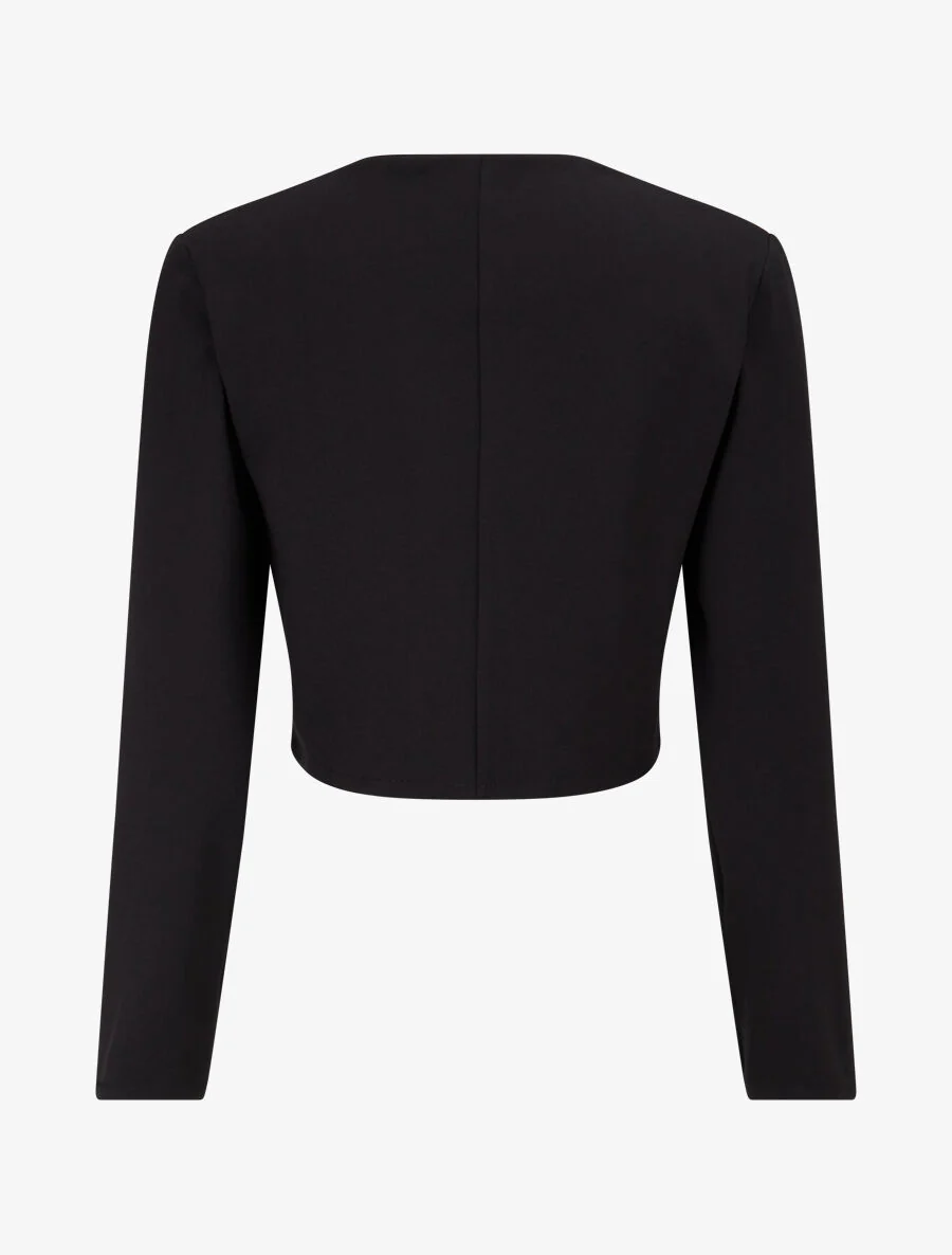 Veste courte empiécement brodé - Noir - Image 2