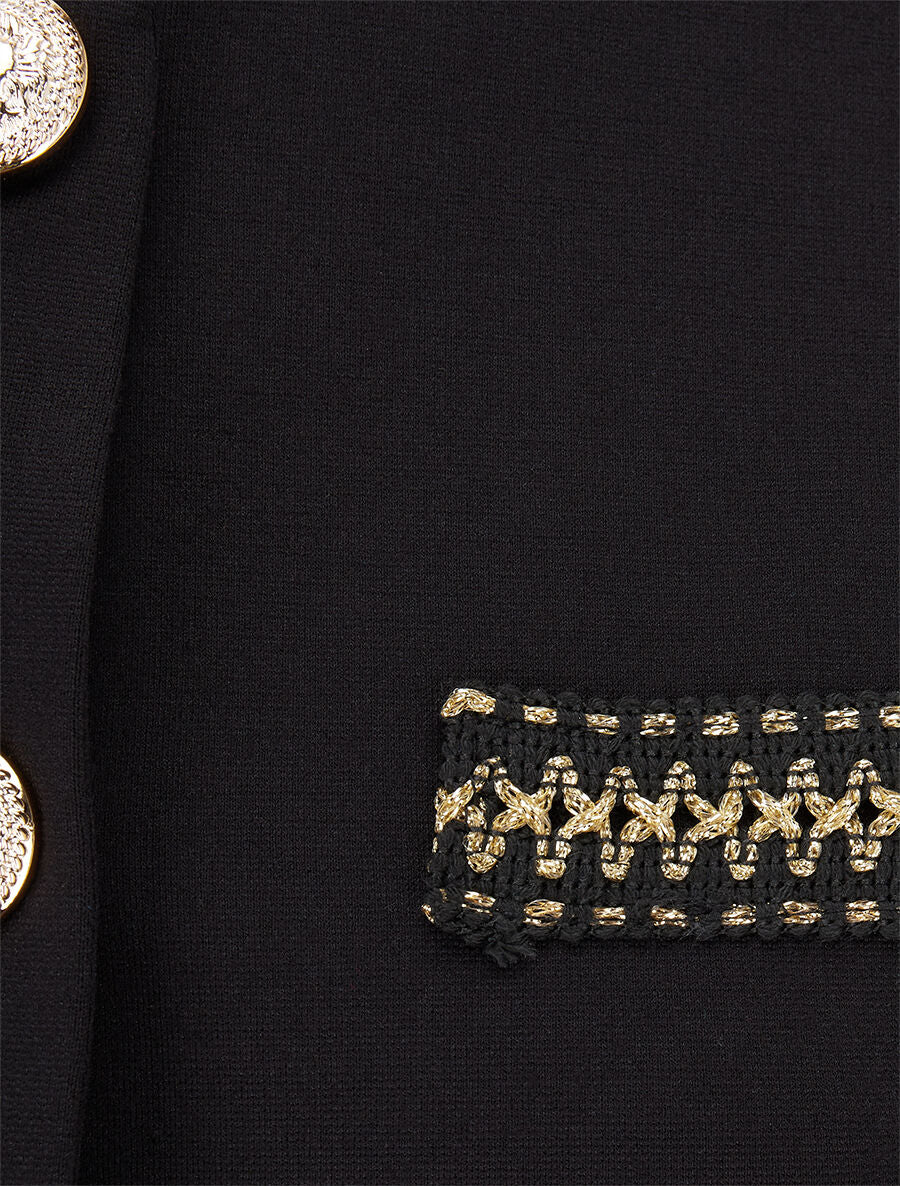 Veste courte empiécement brodé - Noir - Image 3