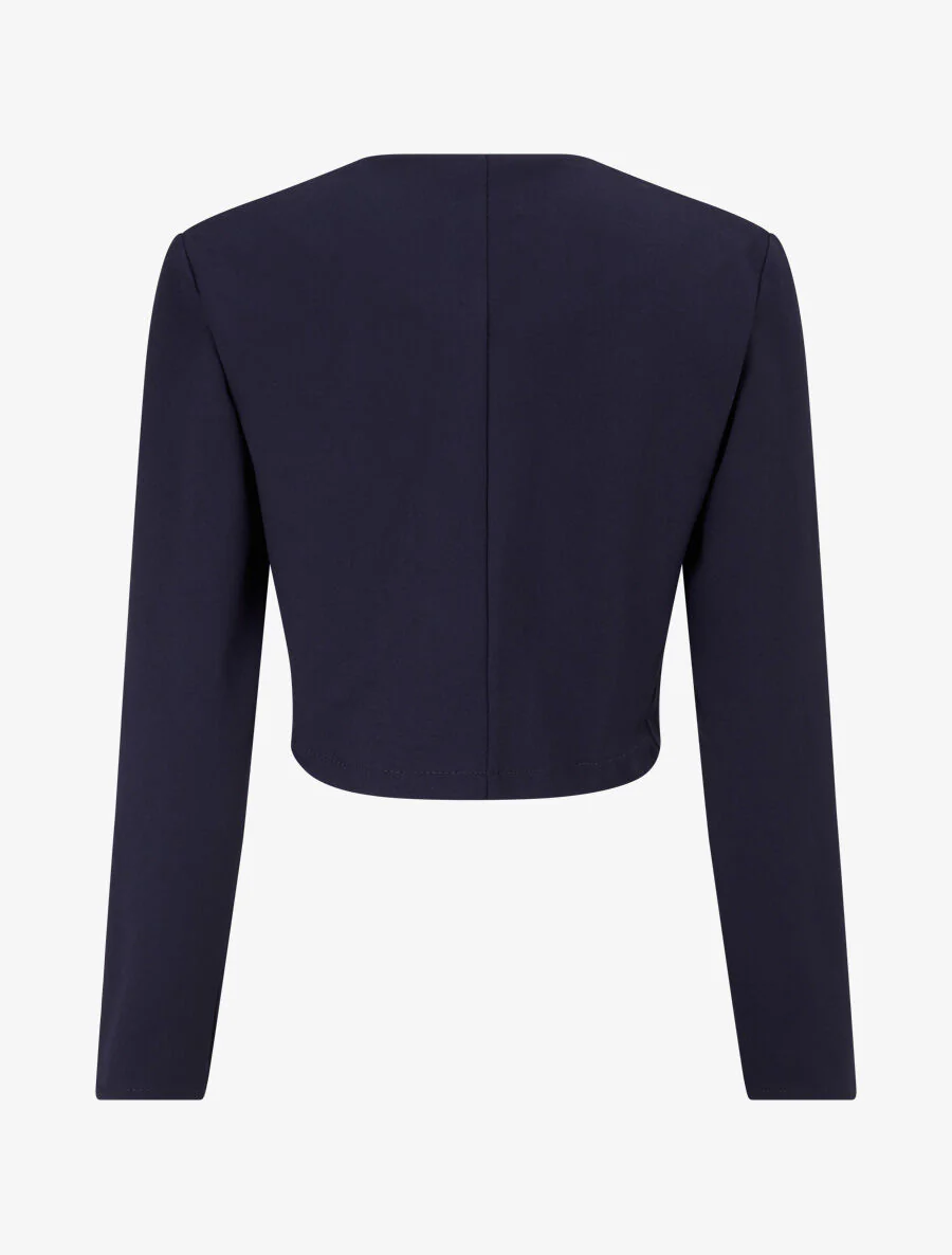 Veste courte empiécement brodé - Marine - Image 2