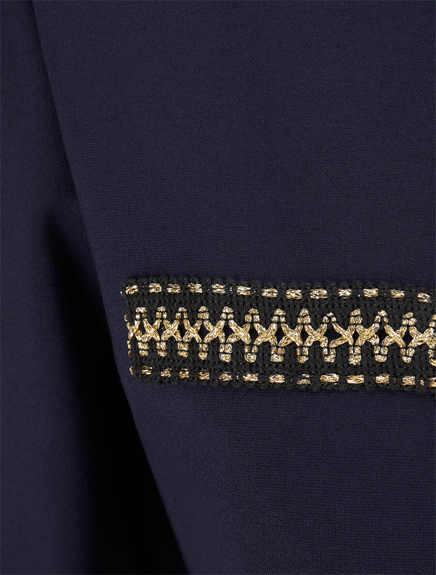 Veste courte empiécement brodé - Marine - Image 3