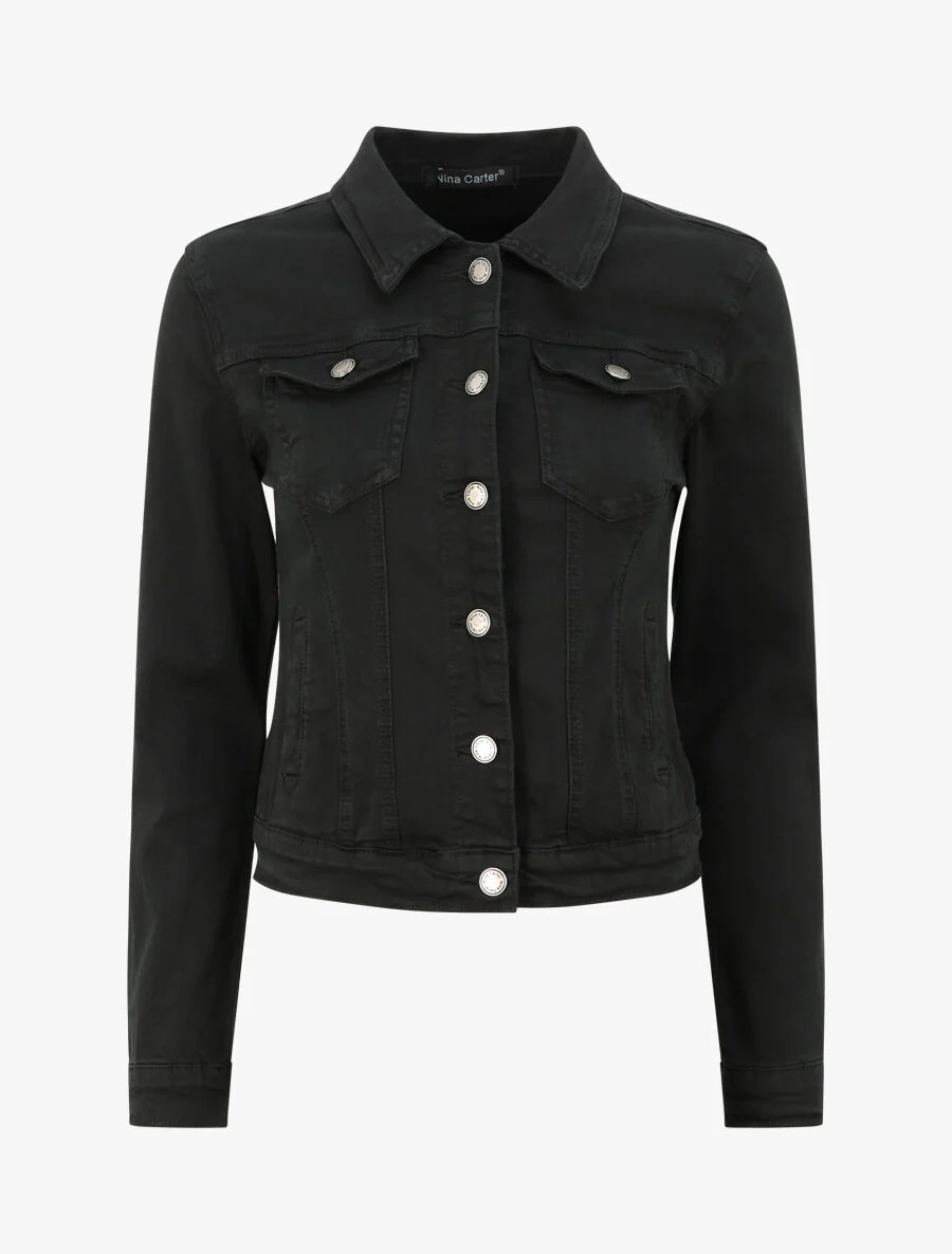 Veste courte en jean - Noir - Image 2
