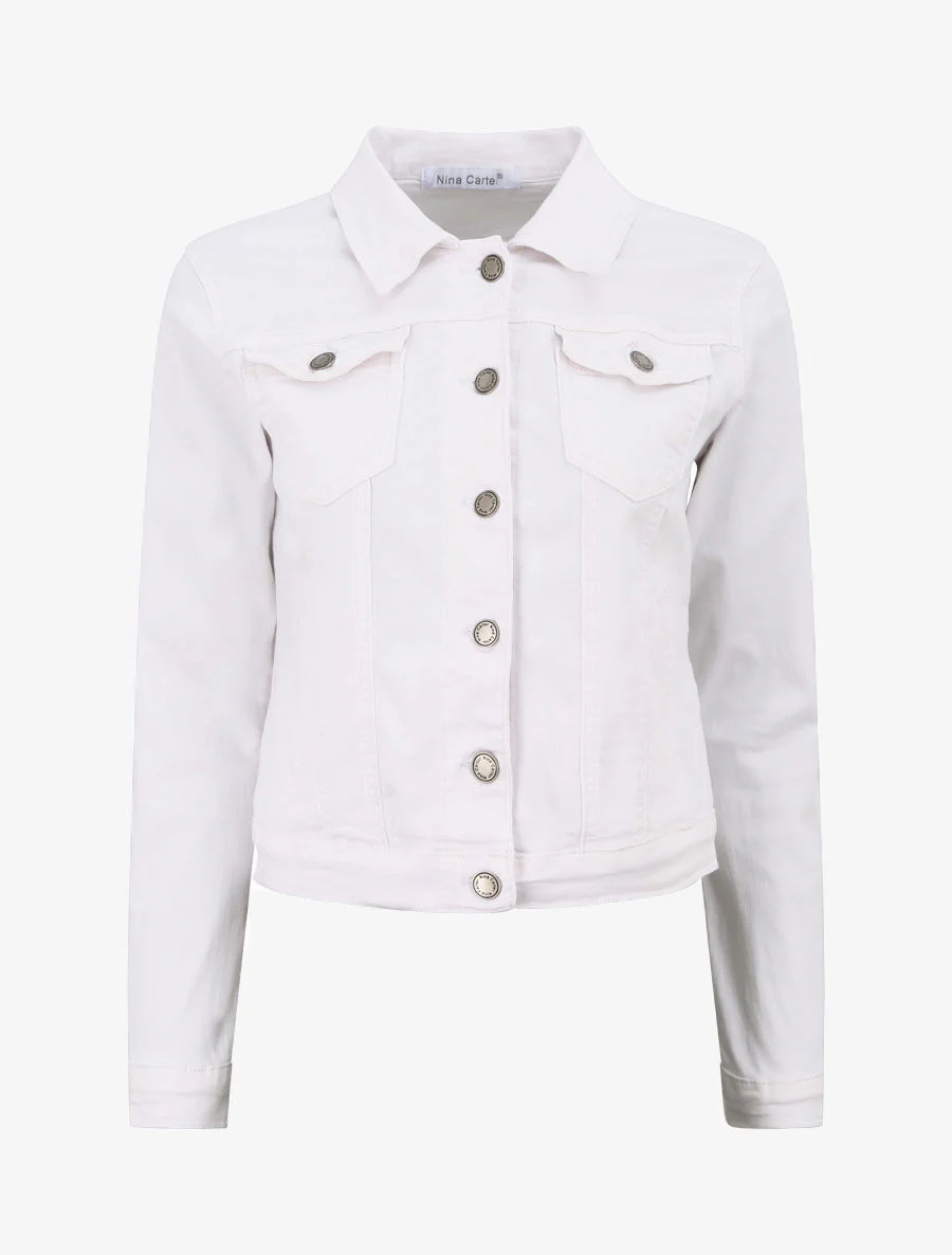 Veste courte en jean - Blanc - Image 3