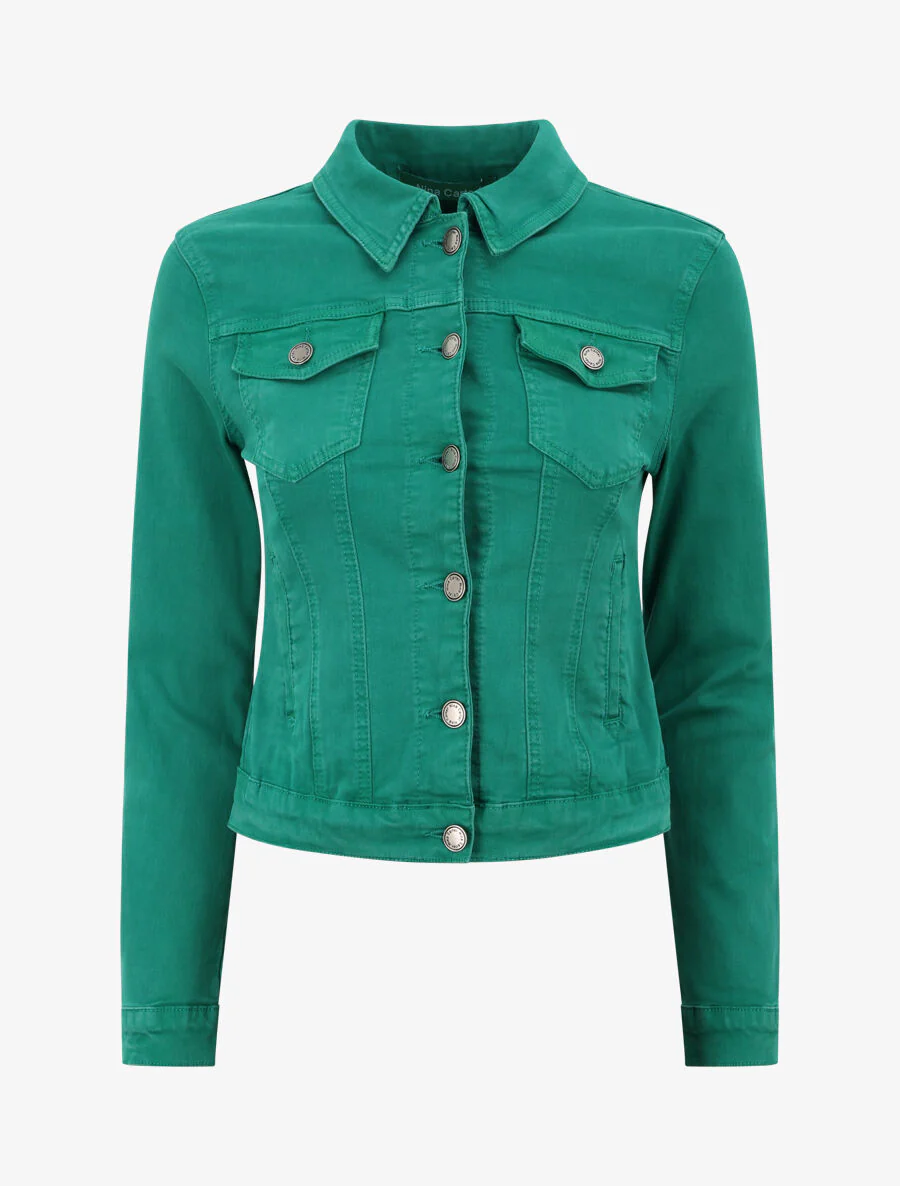 Veste courte en jean - Vert - Image 2