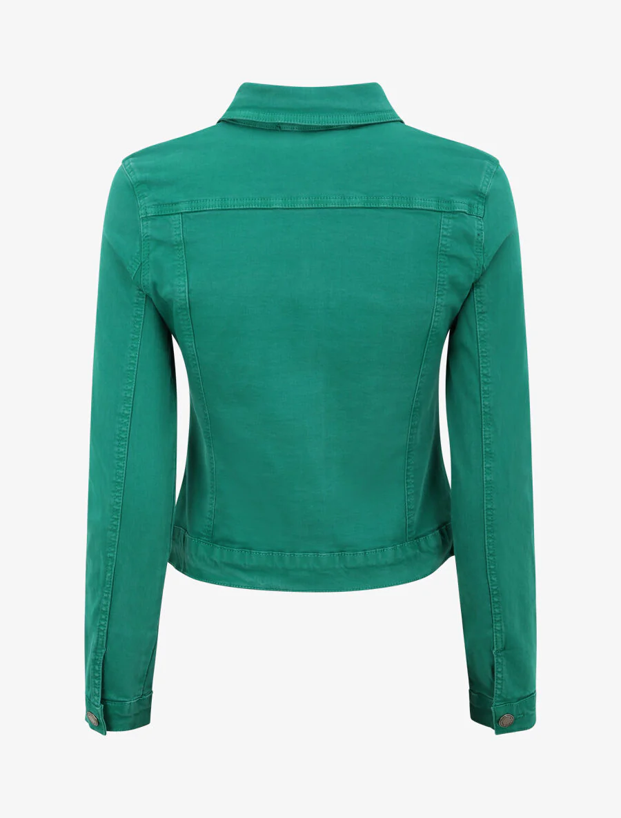 Veste courte en jean - Vert - Image 3