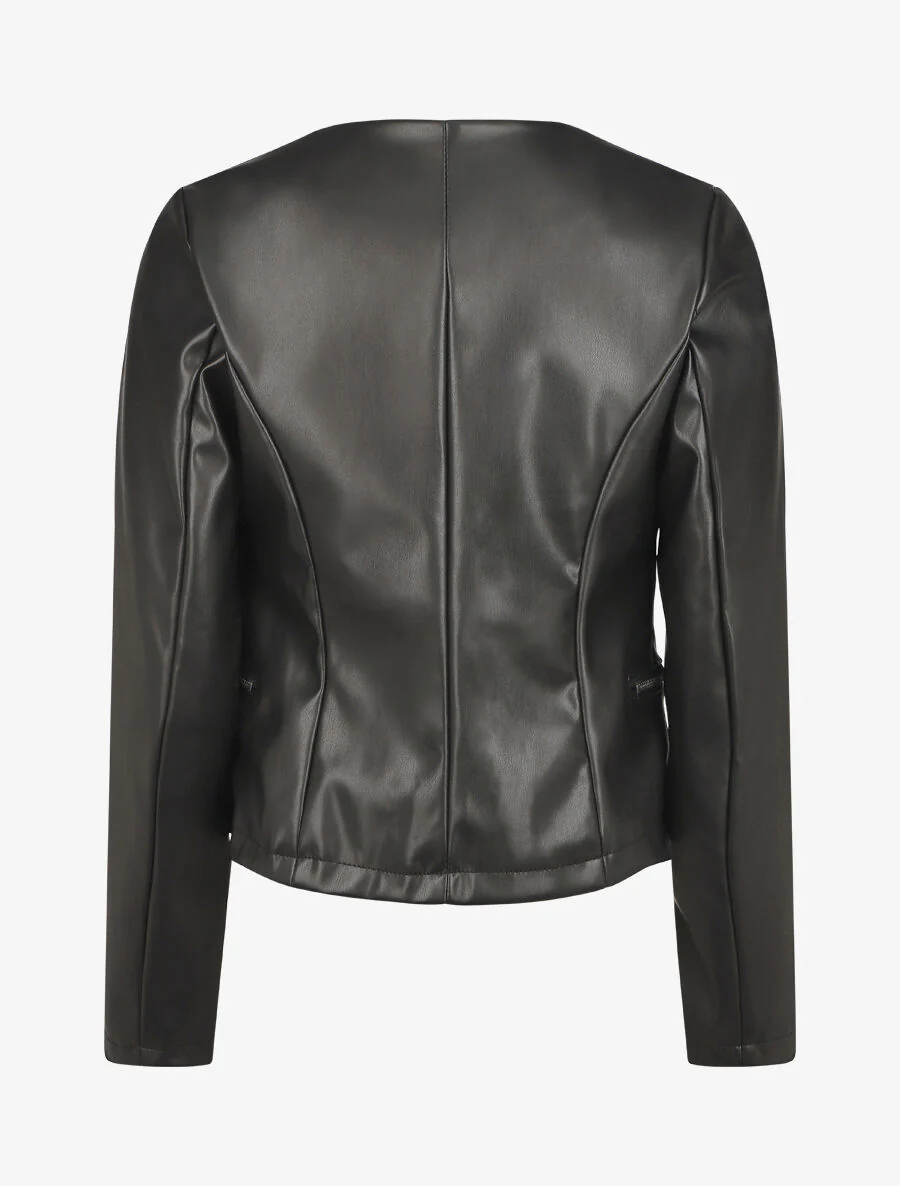 Veste courte en simili - Noir - Image 2