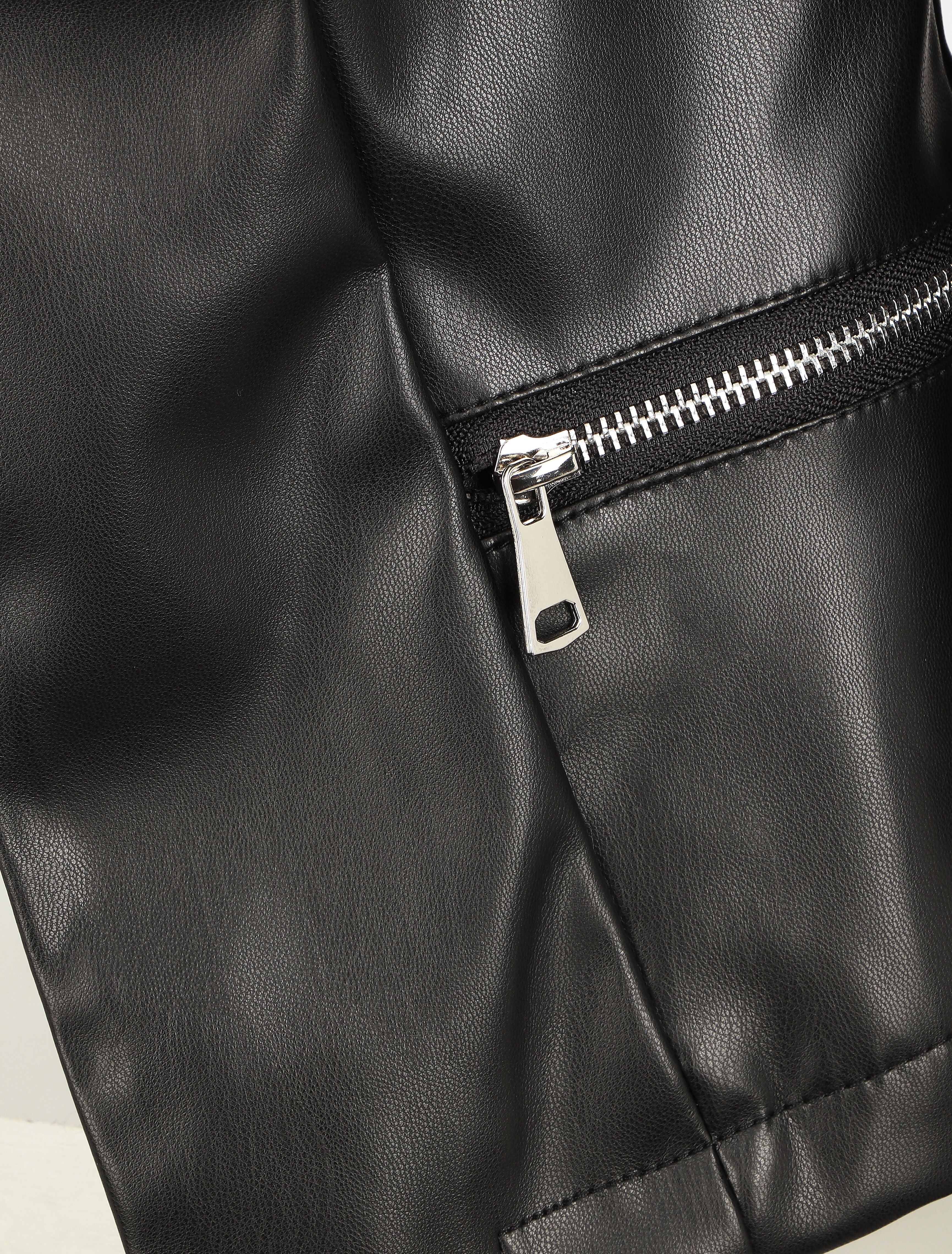 Veste courte en simili - Noir - Image 3
