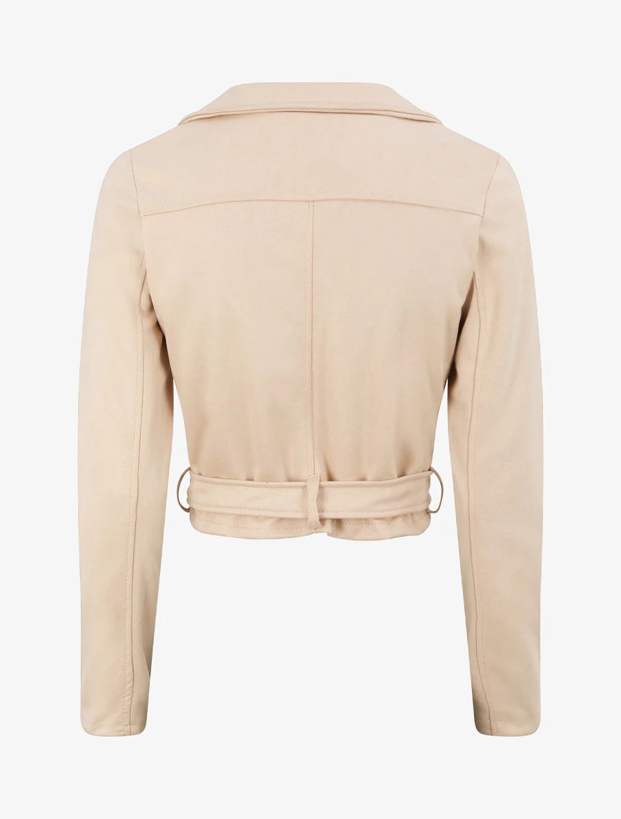 Veste courte en suédine - Beige - Image 2