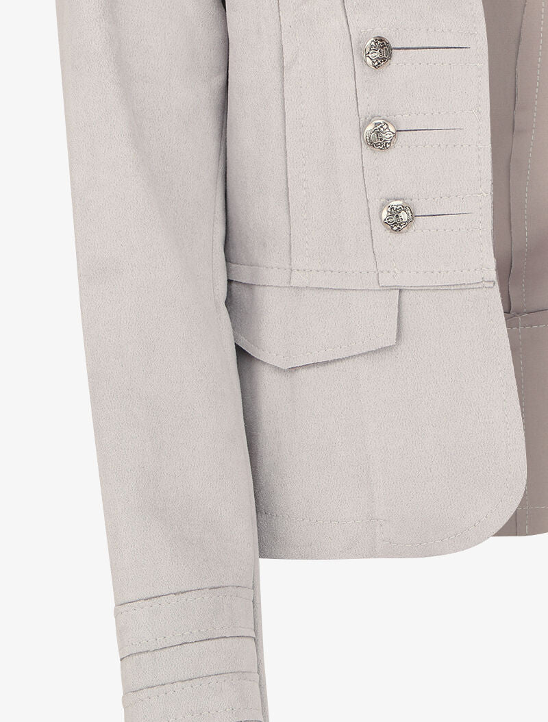 Veste courte en suédine style officier - Gris clair - Image 3