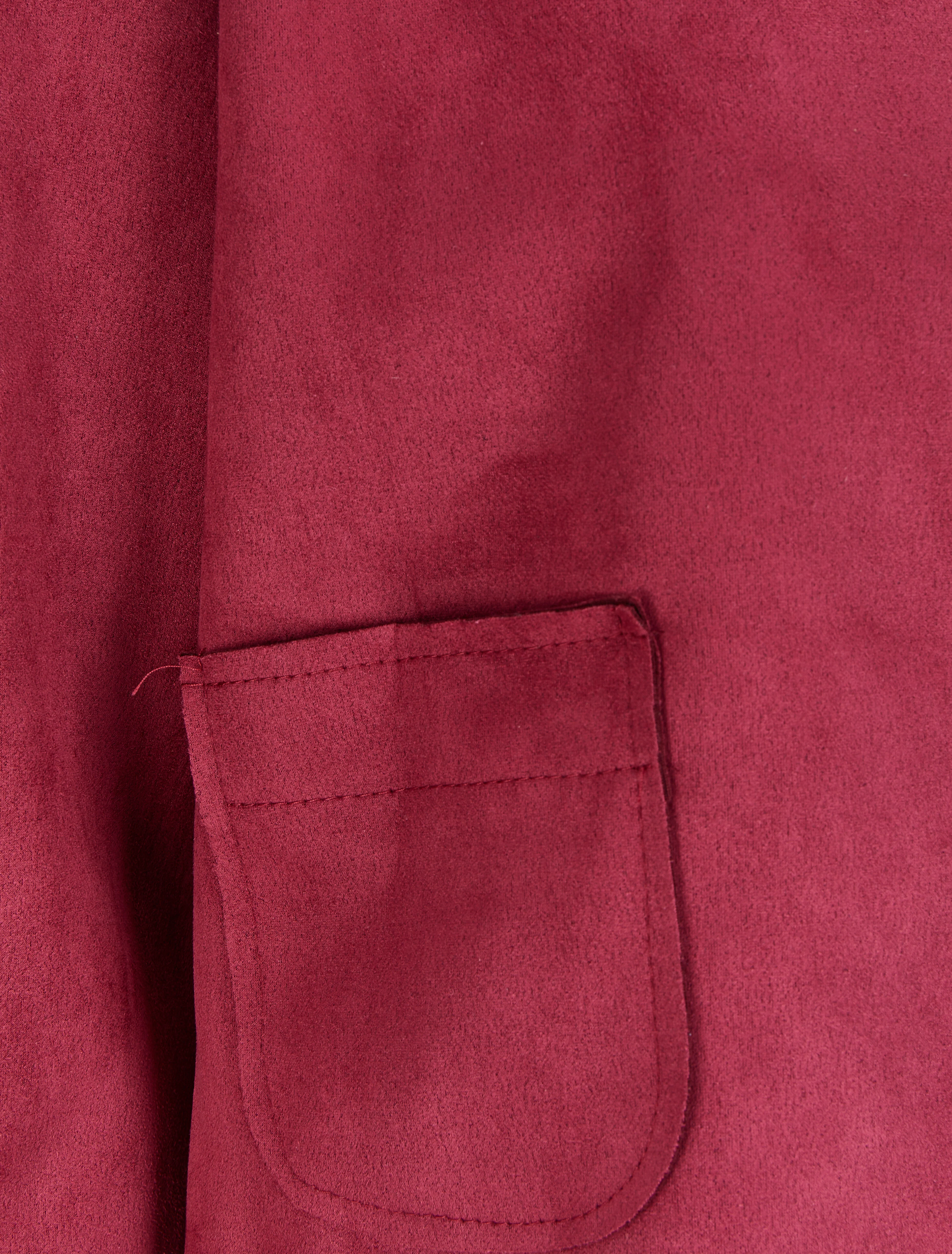 Veste courte et ouverte en suédine à poches plaquées - Rouge - Image 3