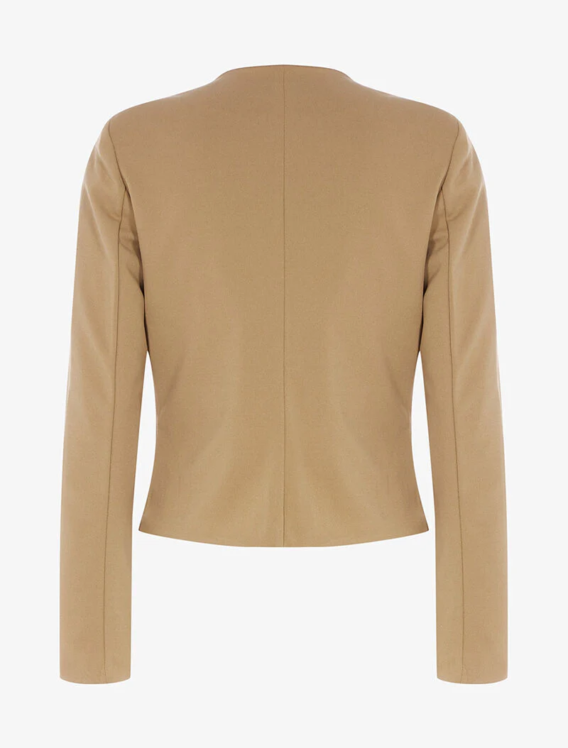Veste courte ouverte à épaulettes - camel - Image 2