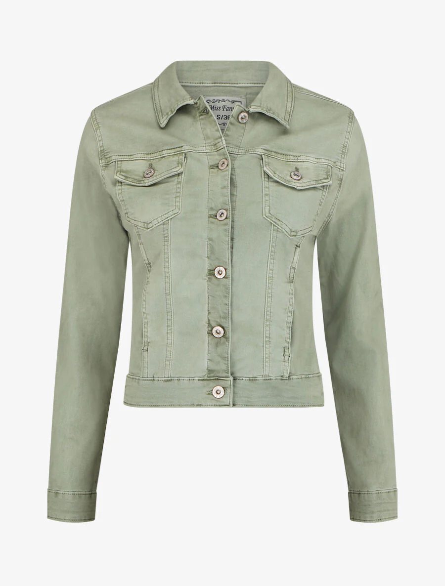 Veste courte unie en jean - Kaki