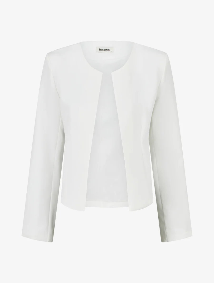 Veste droite à col rond et épaulettes - Blanc