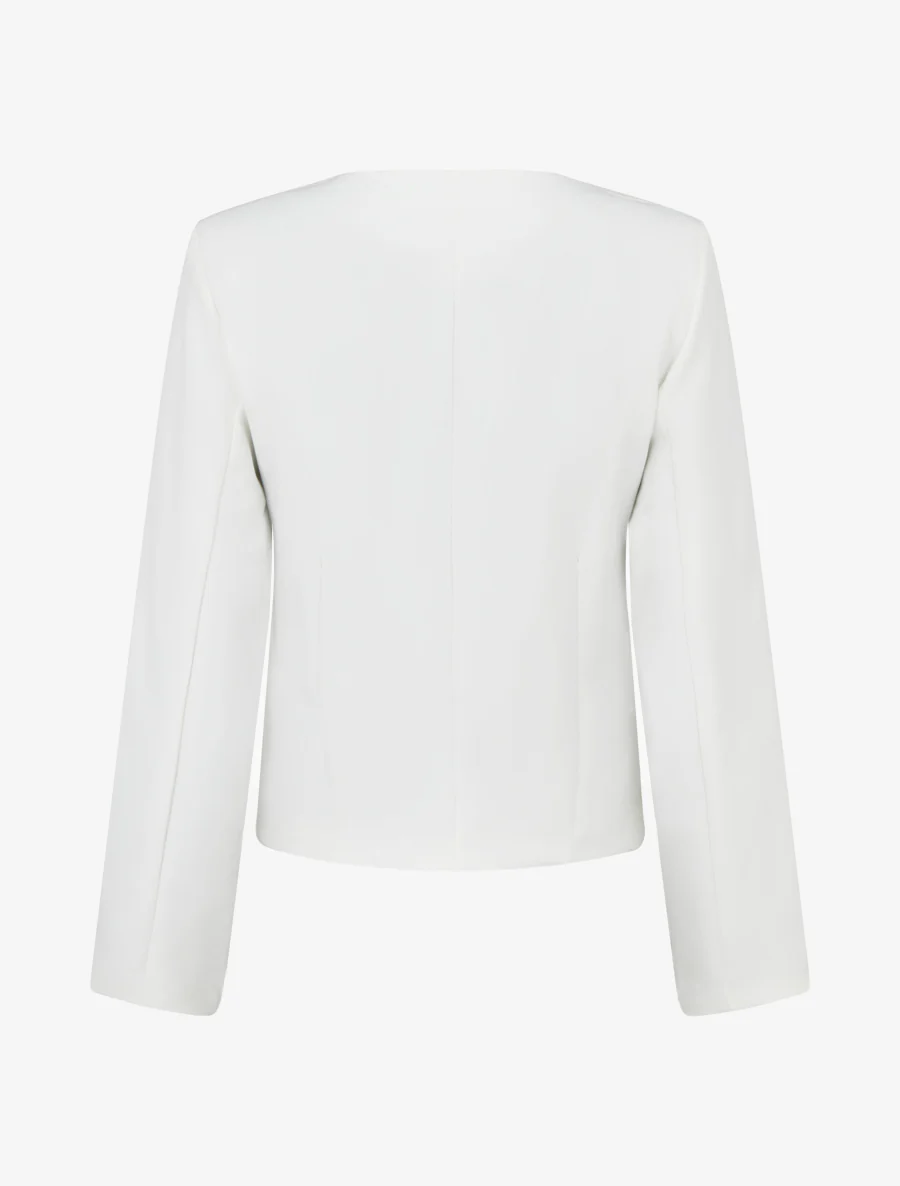 Veste droite à col rond et épaulettes - Blanc - Image 2