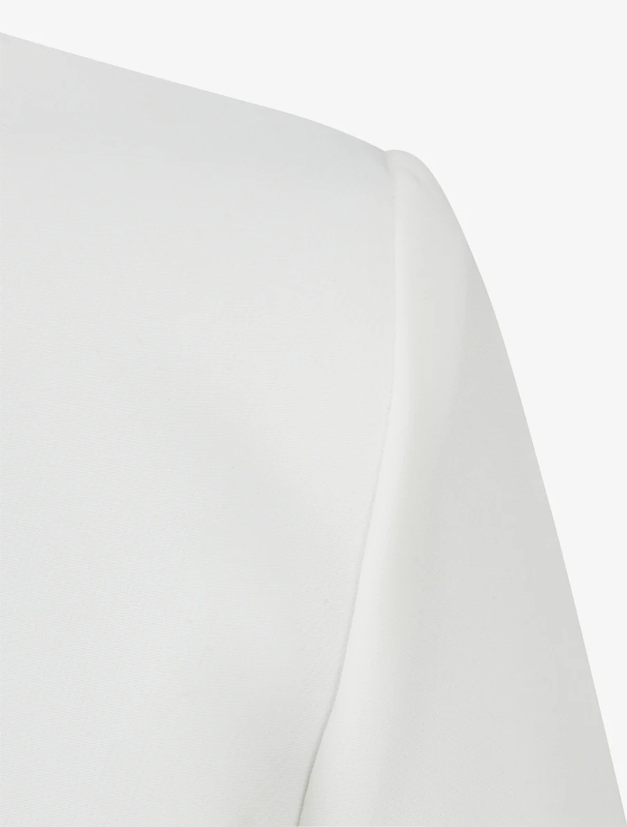 Veste droite à col rond et épaulettes - Blanc - Image 3