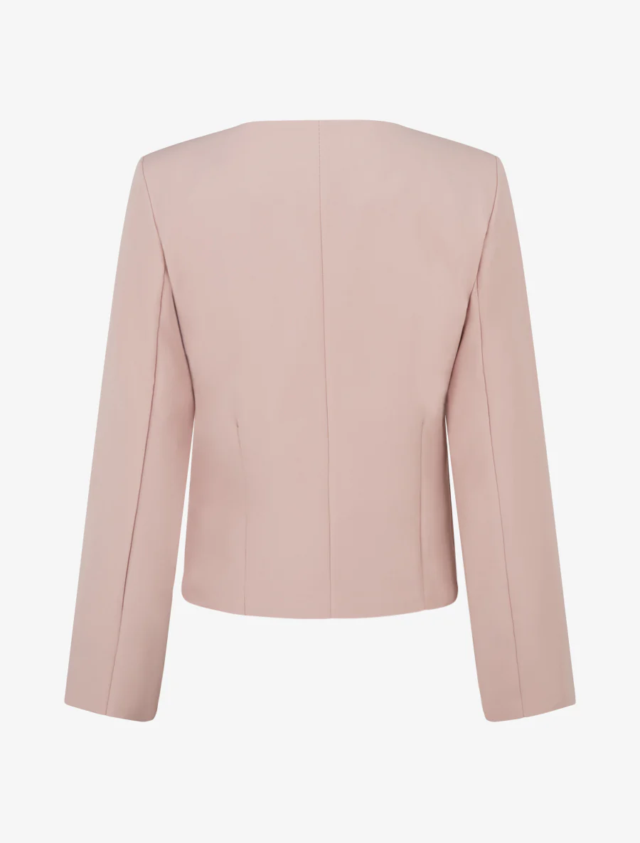 Veste droite à col rond et épaulettes - Rose - Image 2
