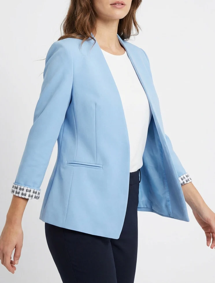 Veste droite à épaulettes - Bleu ciel - Image 4