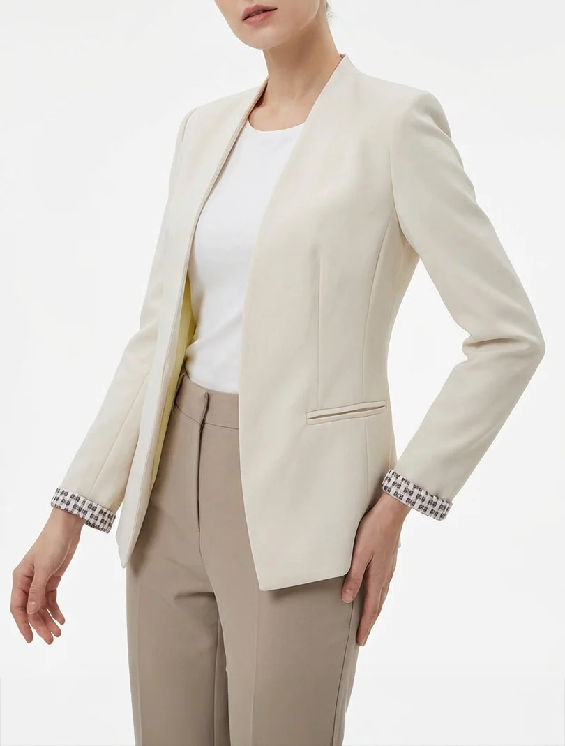 Veste droite à épaulettes - Beige clair - Image 4