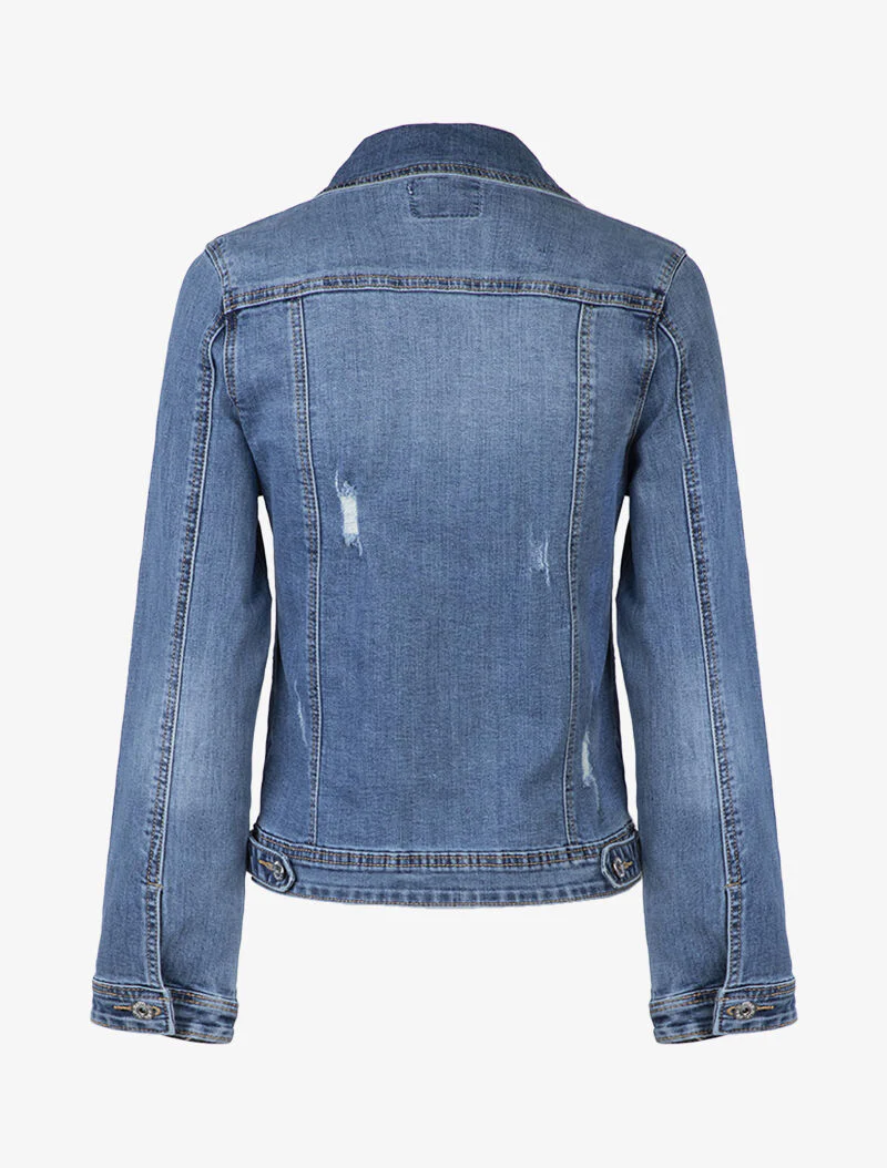 Veste droite à éraflures - bleu denim - Image 3
