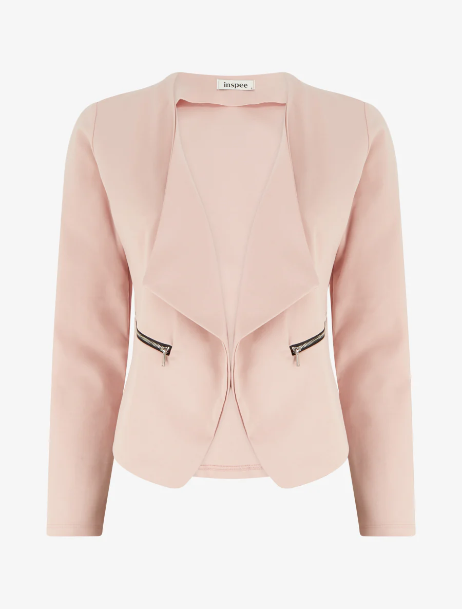 Veste droite à poches zippées - Rose