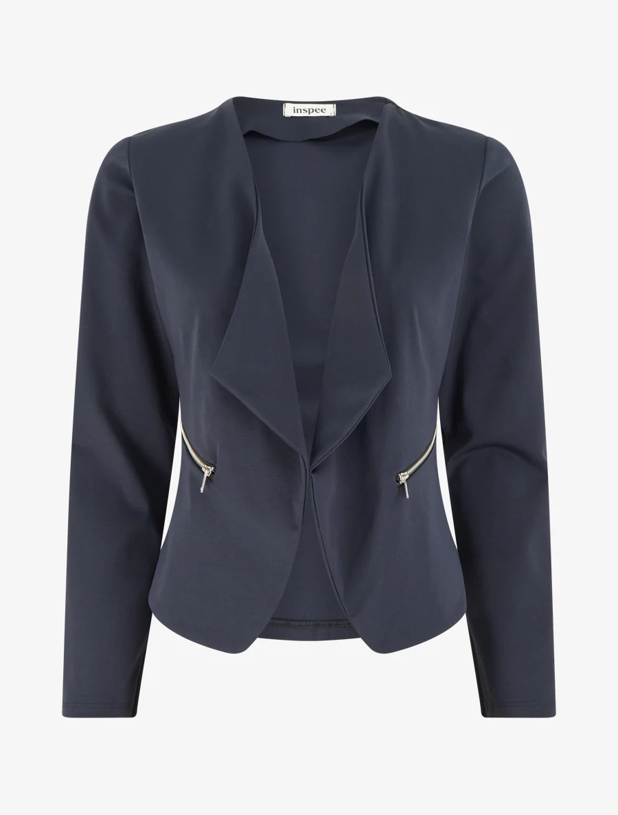 Veste droite à poches zippées - Marine