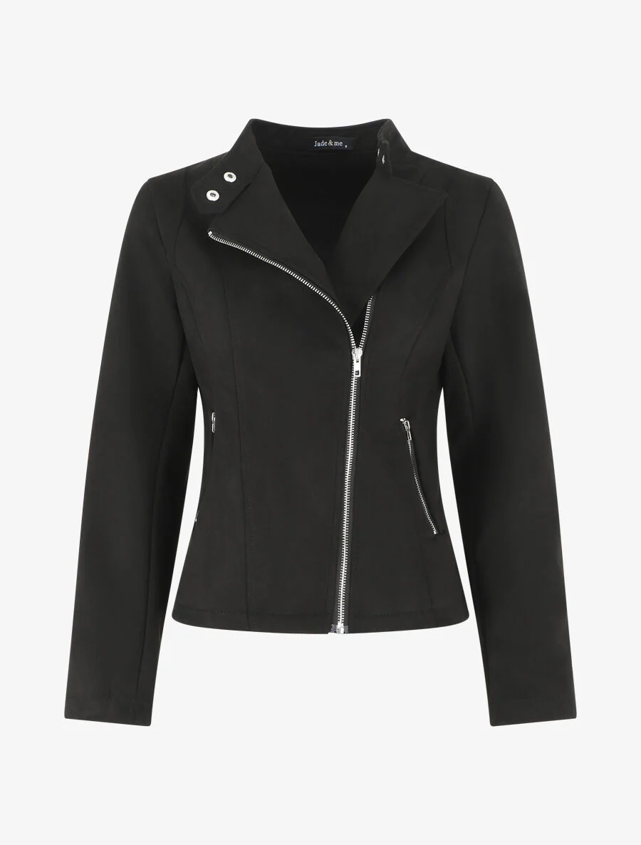 Veste droite en suédine - Noir
