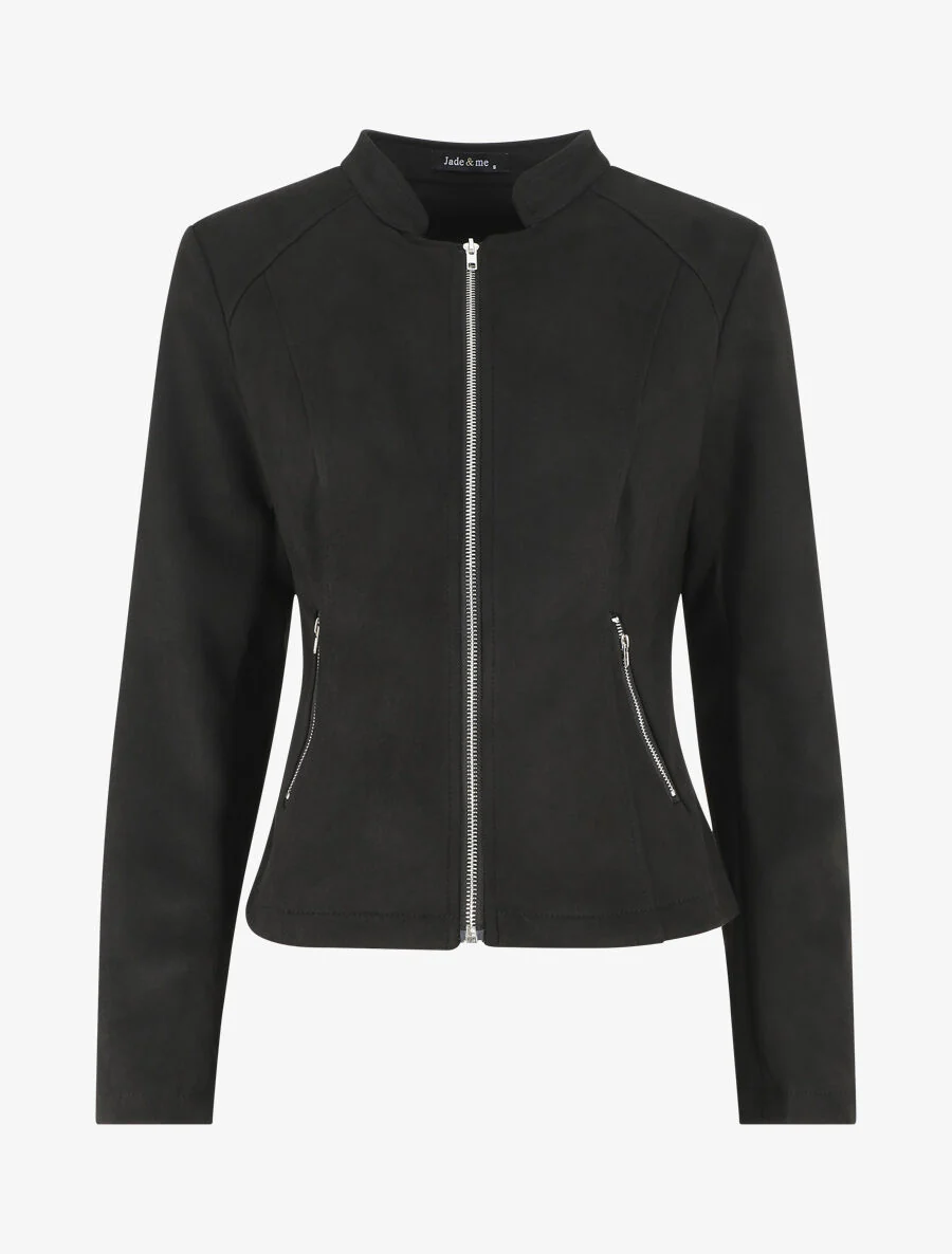 Veste droite en suédine poches zippées - Noir