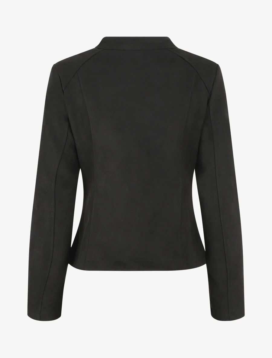 Veste droite en suédine poches zippées - Noir - Image 2