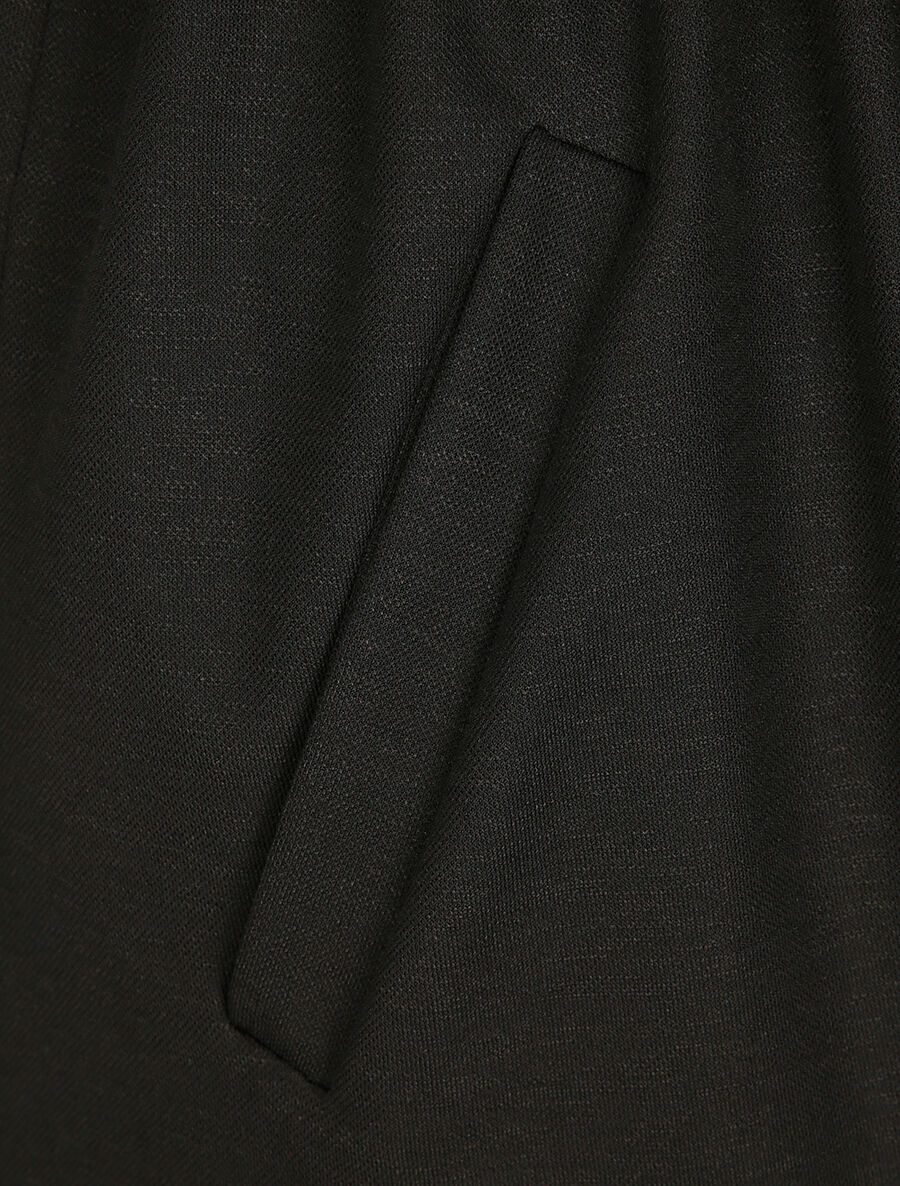 Veste droite mi-longue à col biseauté - Noir - Image 3