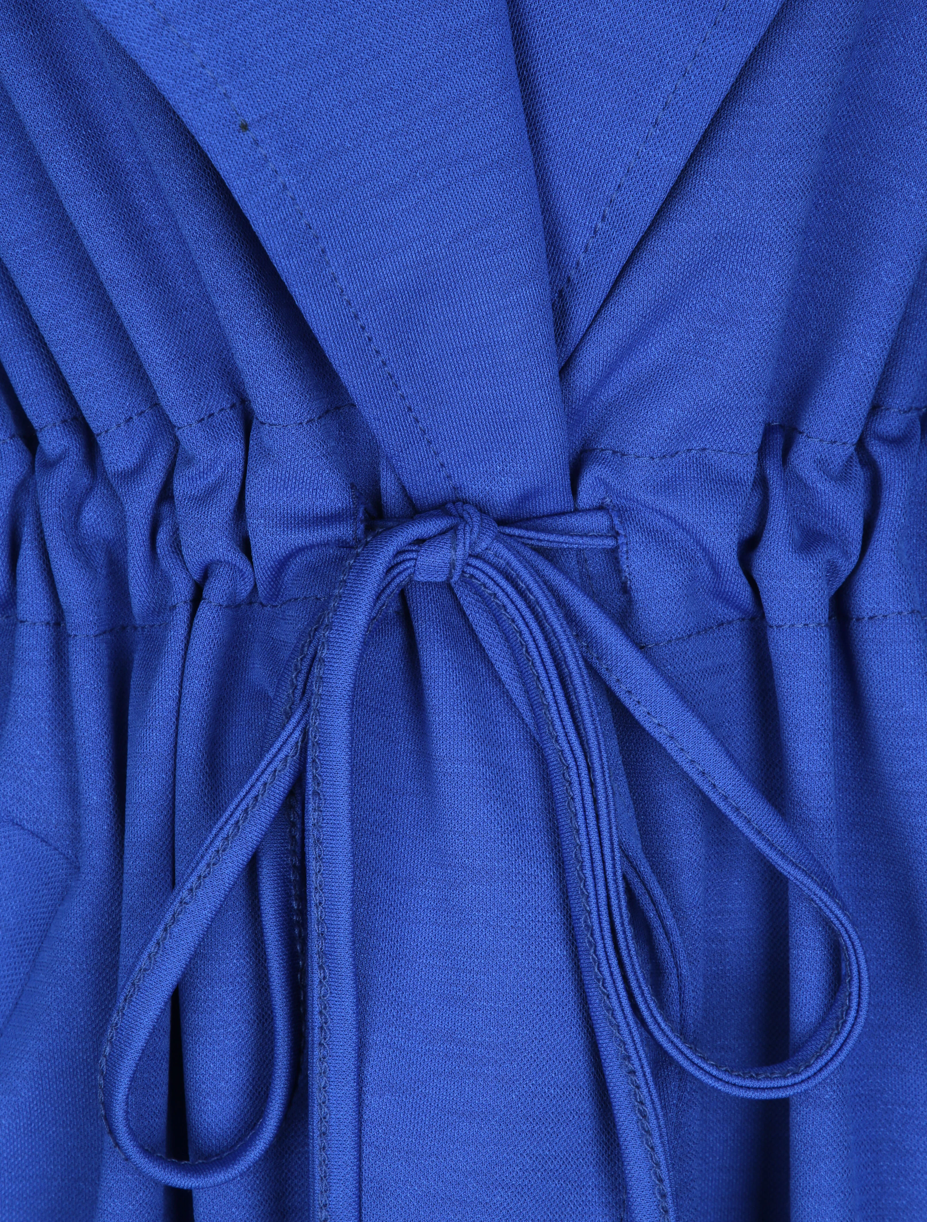 Veste droite mi-longue à col biseauté - Bleu électrique - Image 4