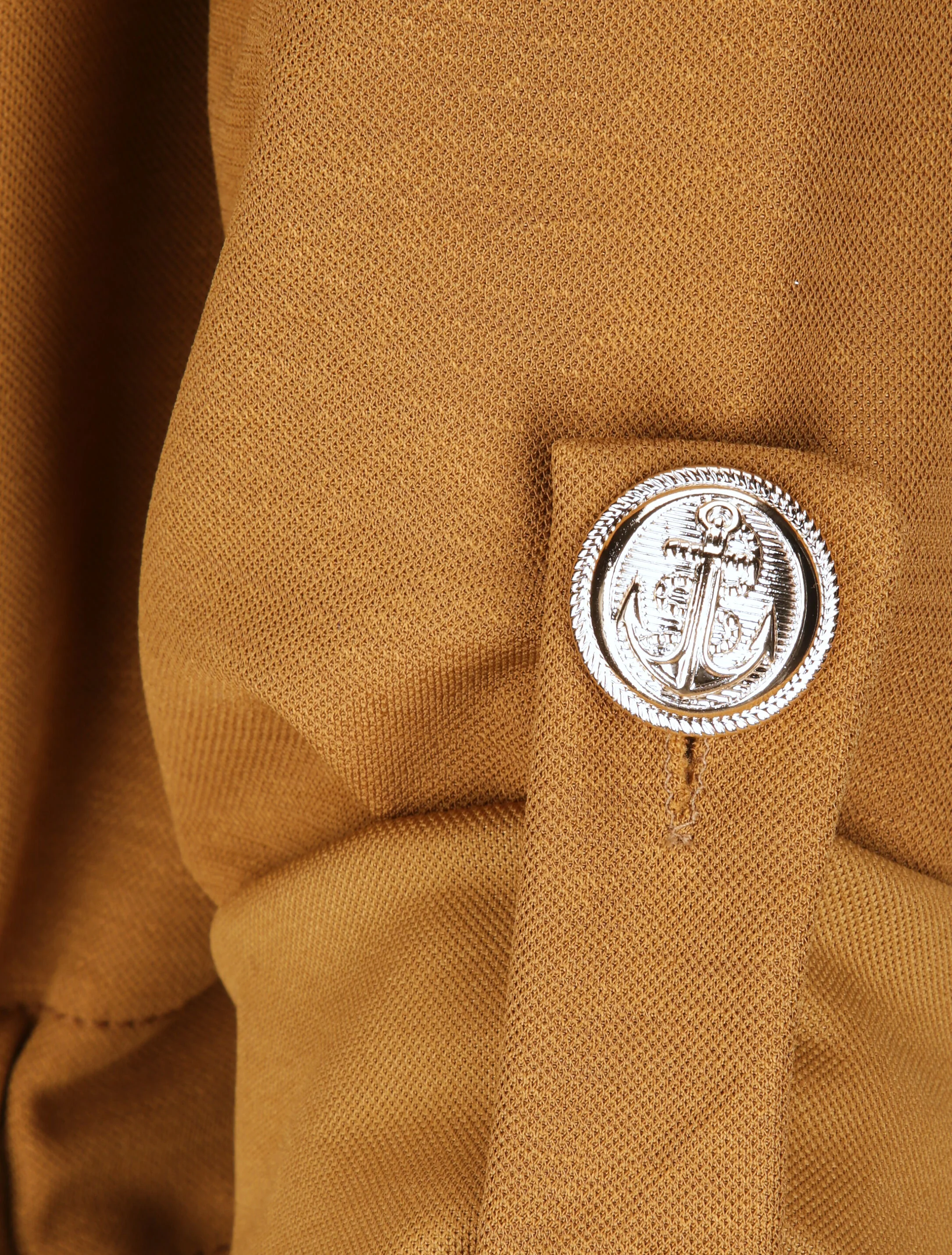 Veste droite mi-longue à col biseauté - Camel - Image 3