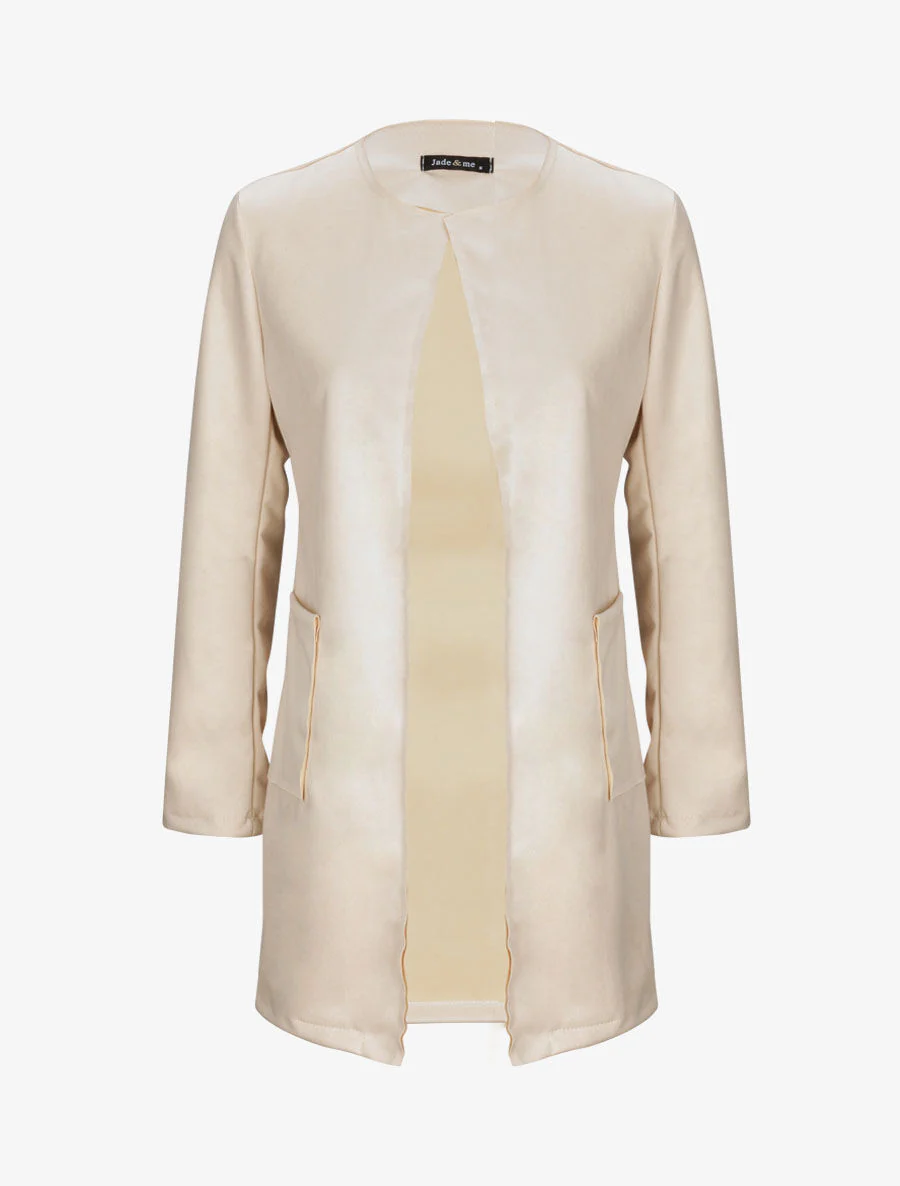 Veste droite mi-longue en suédine - Beige