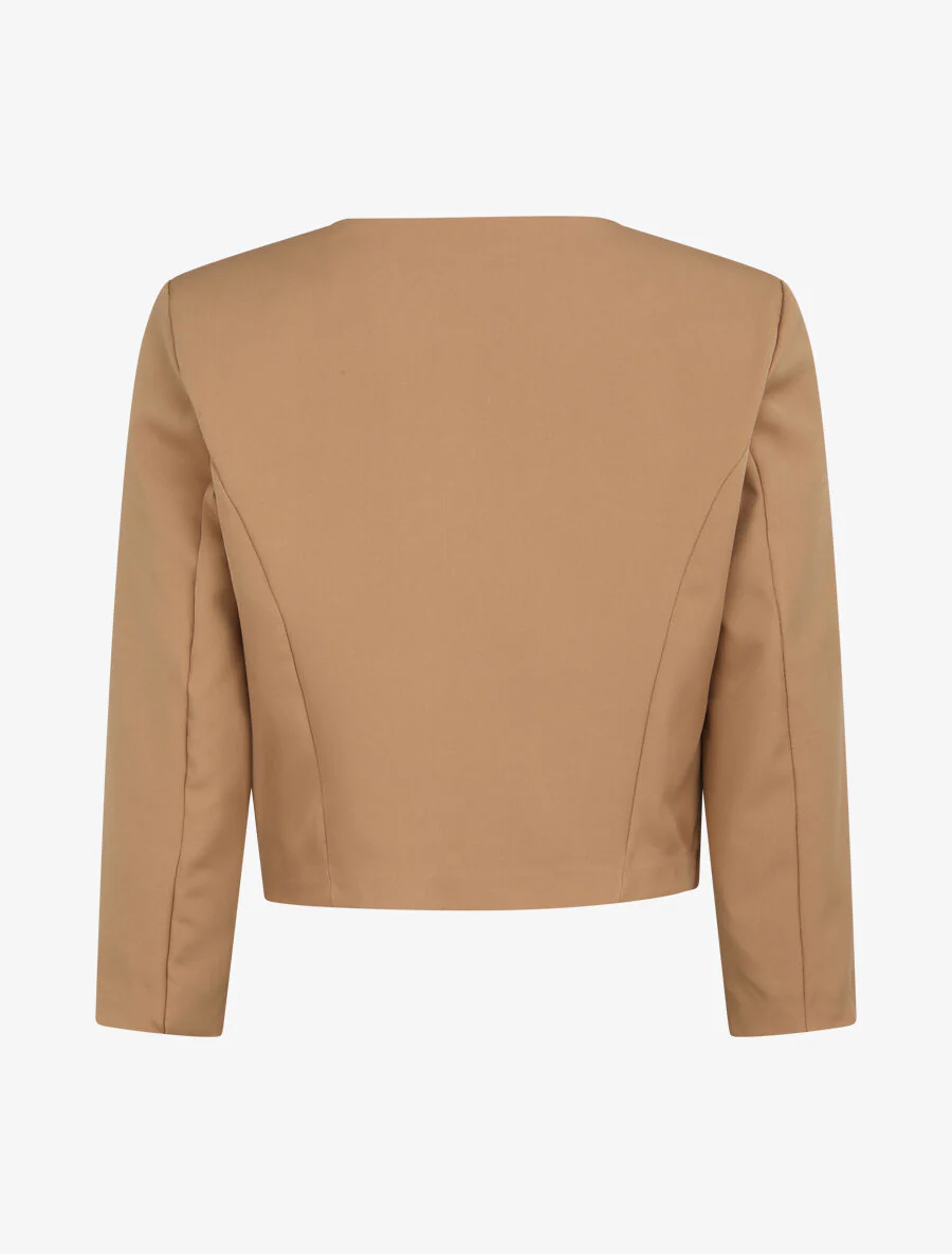 Veste droite uni manches 3/4 - Beige - Image 2