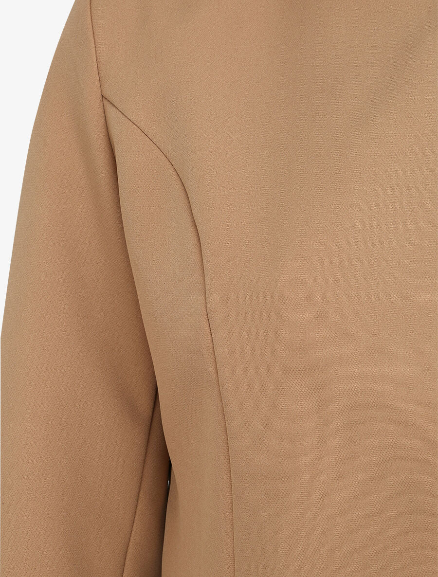 Veste droite uni manches 3/4 - Beige - Image 3