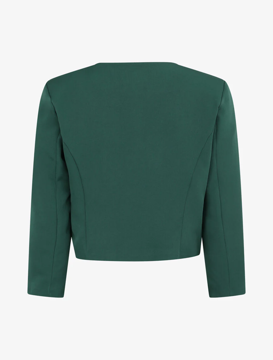 Veste droite uni manches 3/4 - Vert émeraude - Image 2