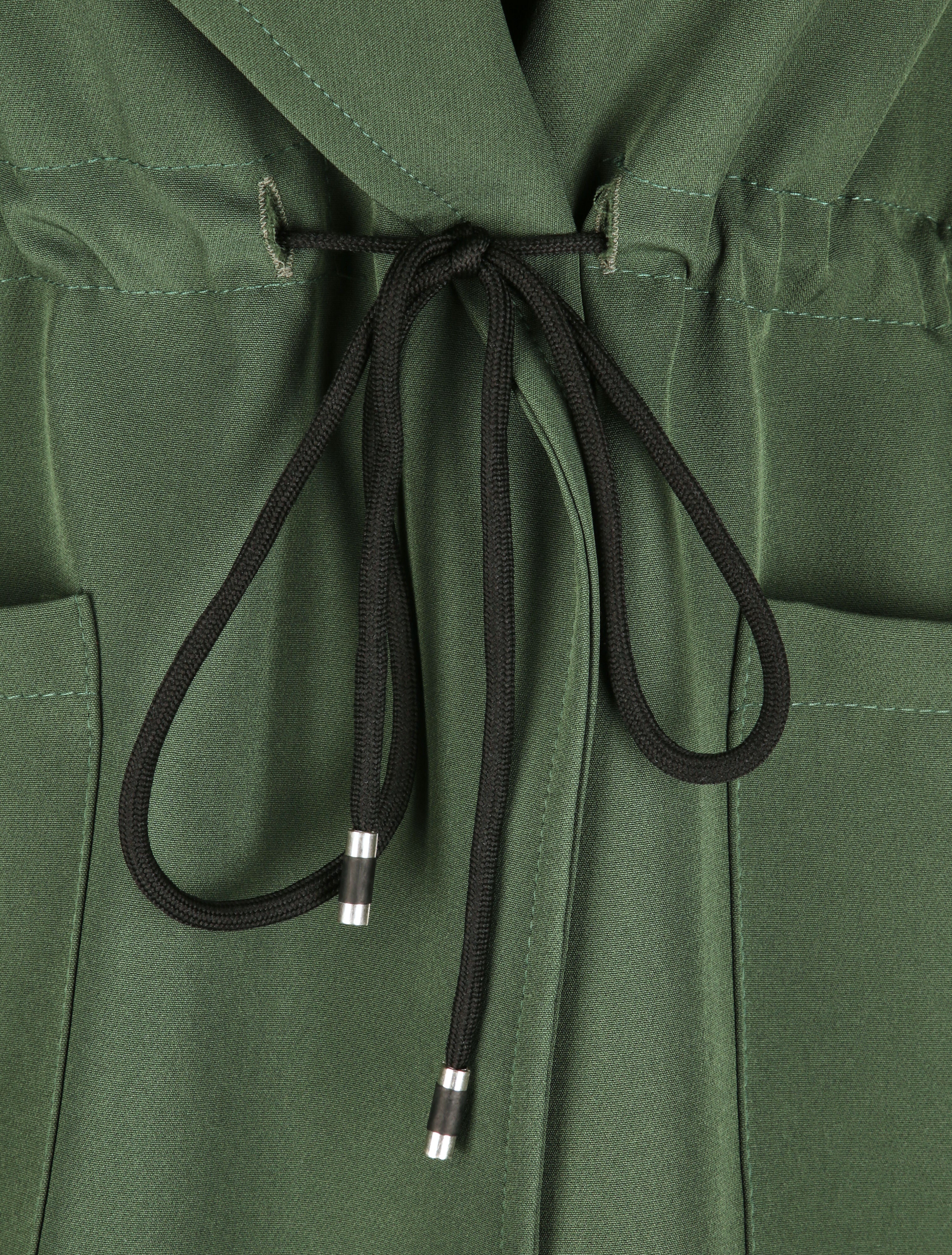 Veste droite unie à col cranté - Kaki - Image 3