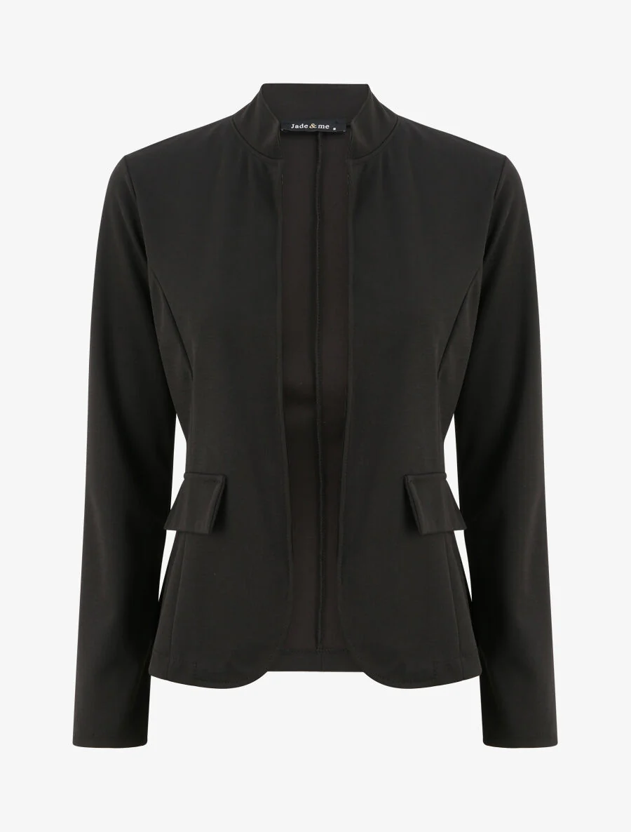 Veste droite unie à col mao - Noir