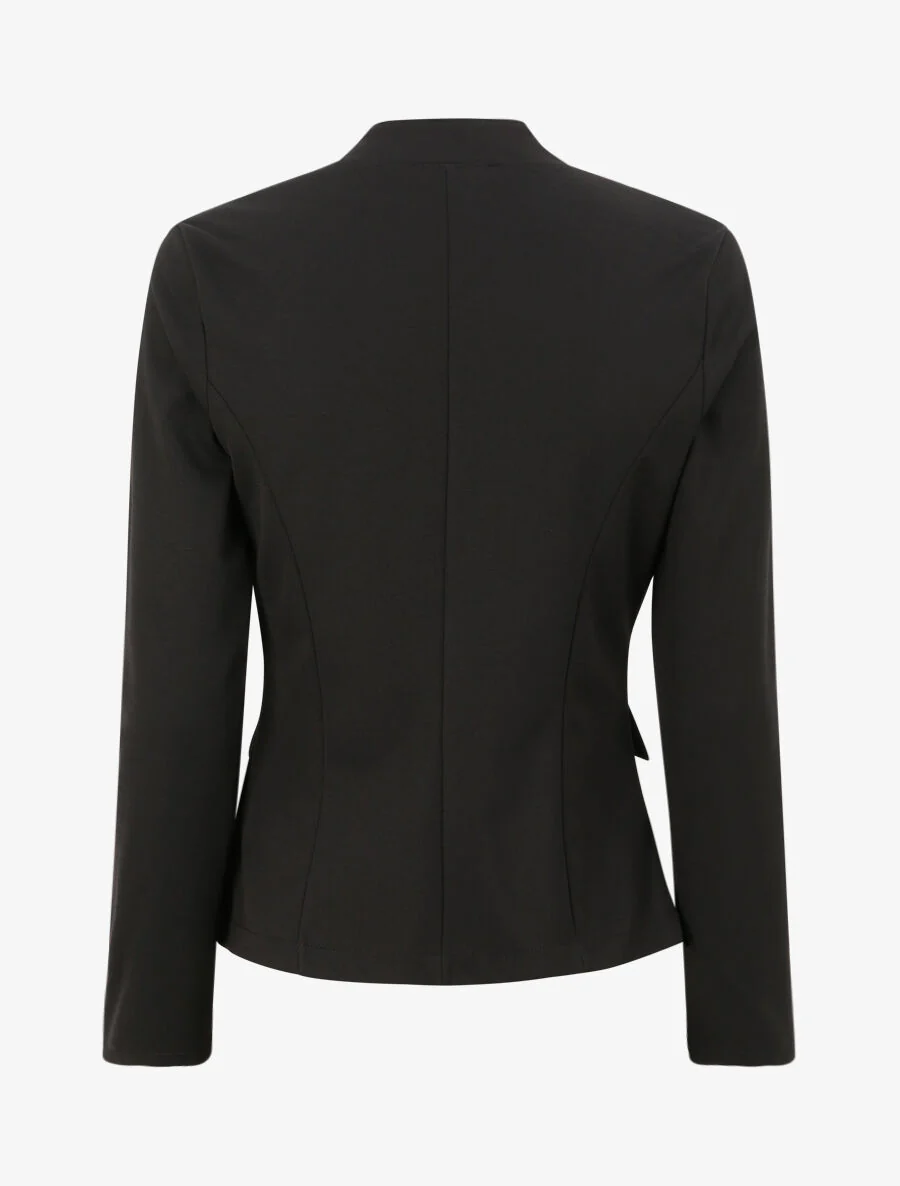 Veste droite unie à col mao - Noir - Image 2