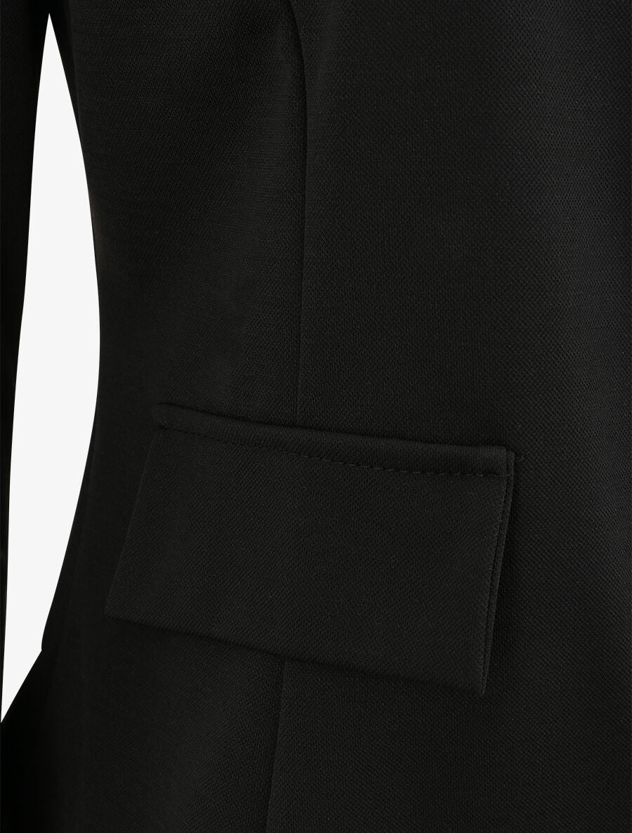 Veste droite unie à col mao - Noir - Image 3