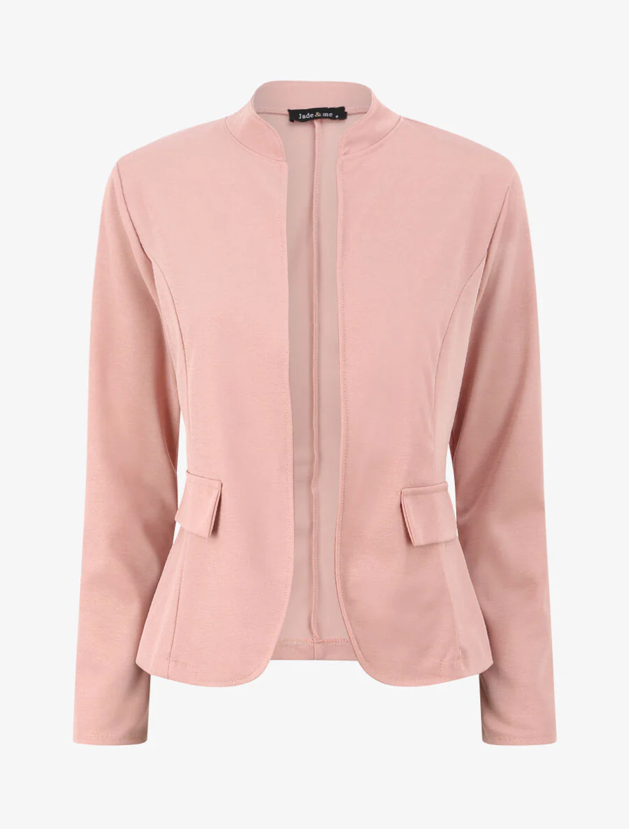 Veste droite unie à col mao - Rose