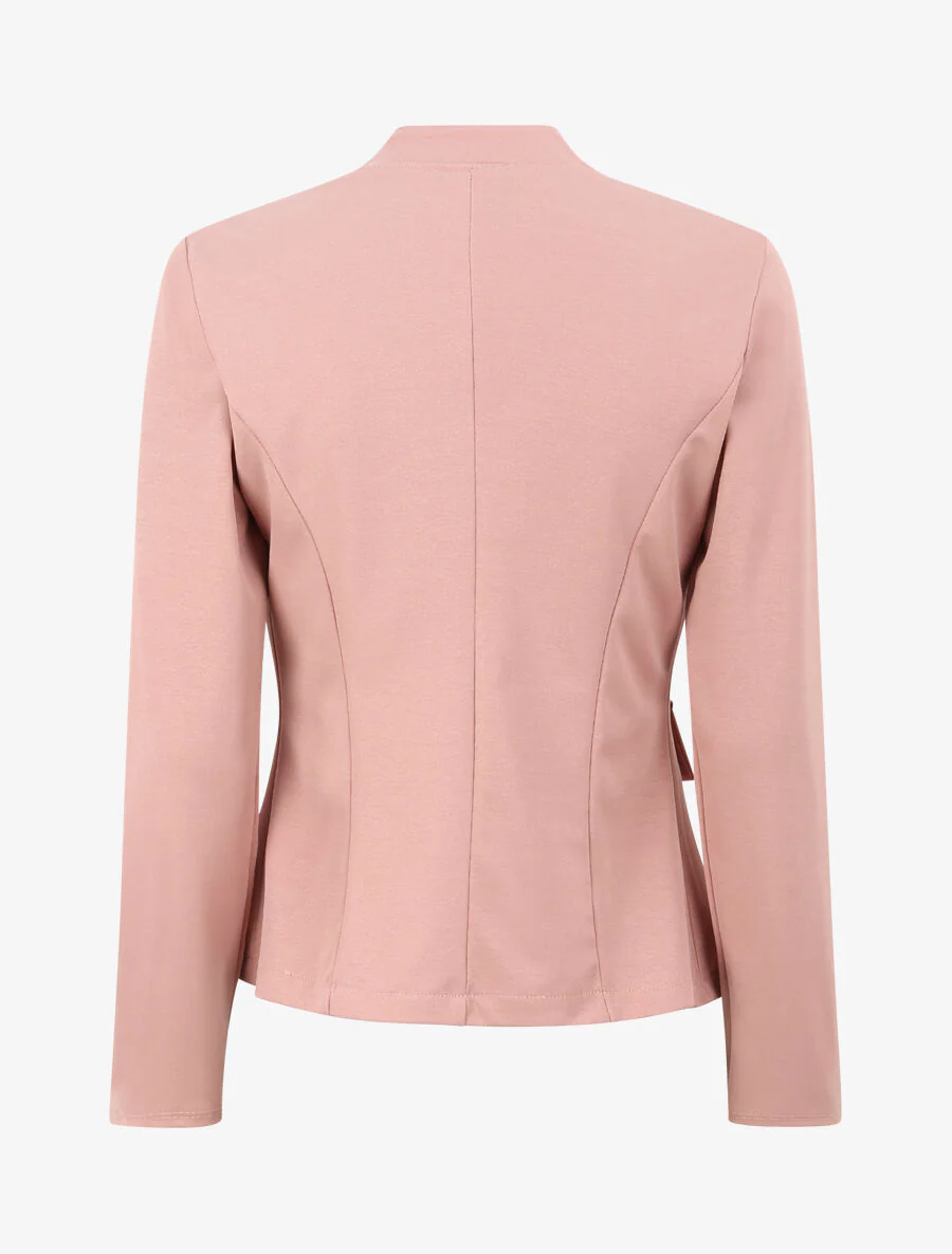 Veste droite unie à col mao - Rose - Image 2