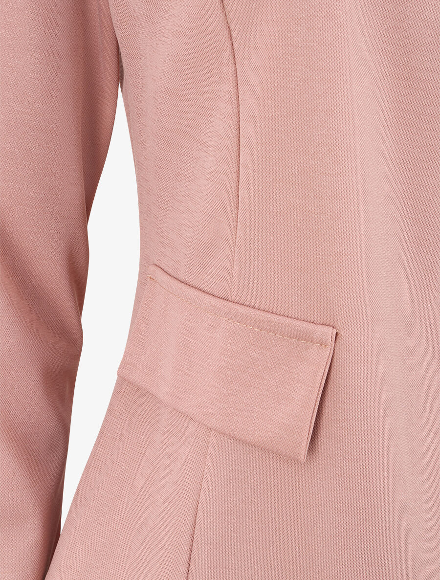 Veste droite unie à col mao - Rose - Image 3