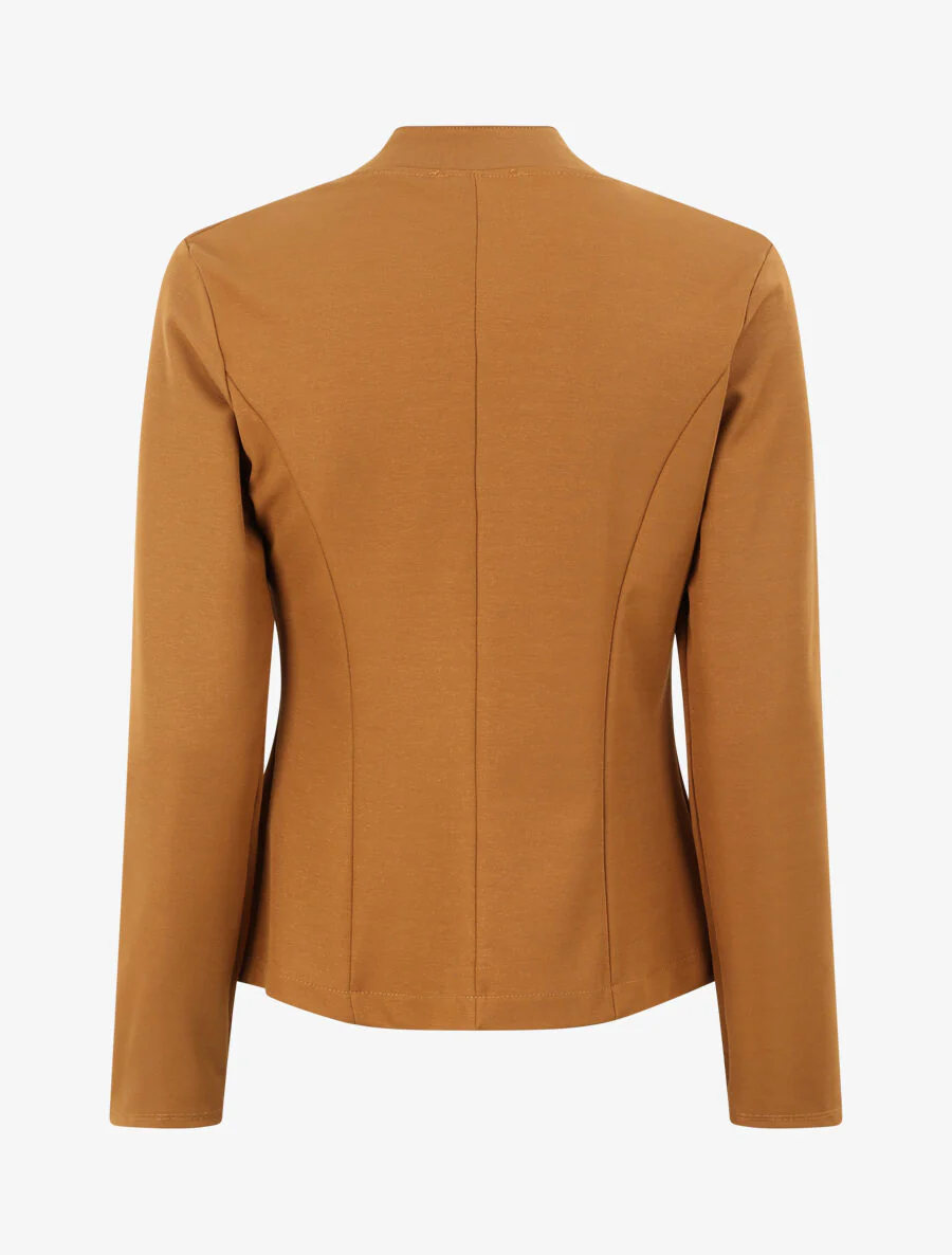 Veste droite unie à col mao - Camel - Image 2