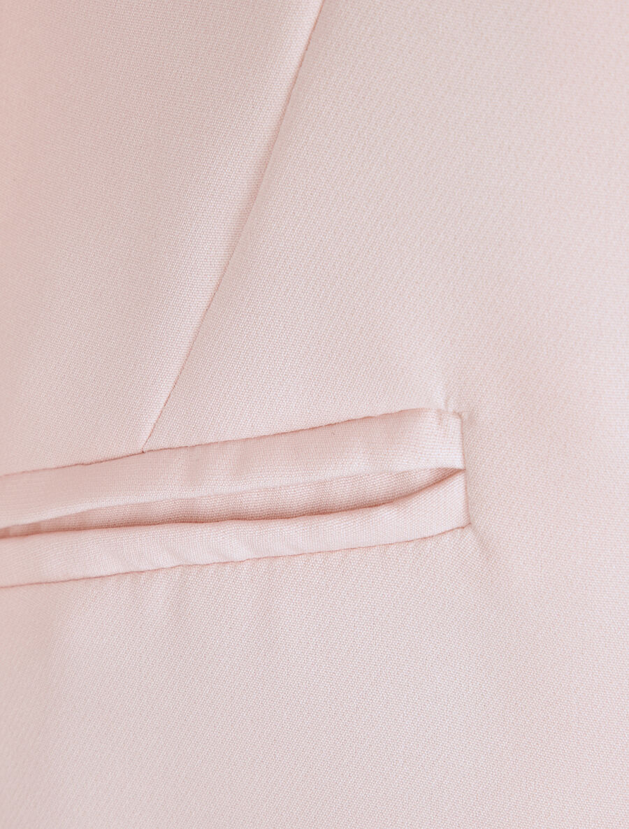 Veste droite unie manches à revers rayé - Rose pastel - Image 3