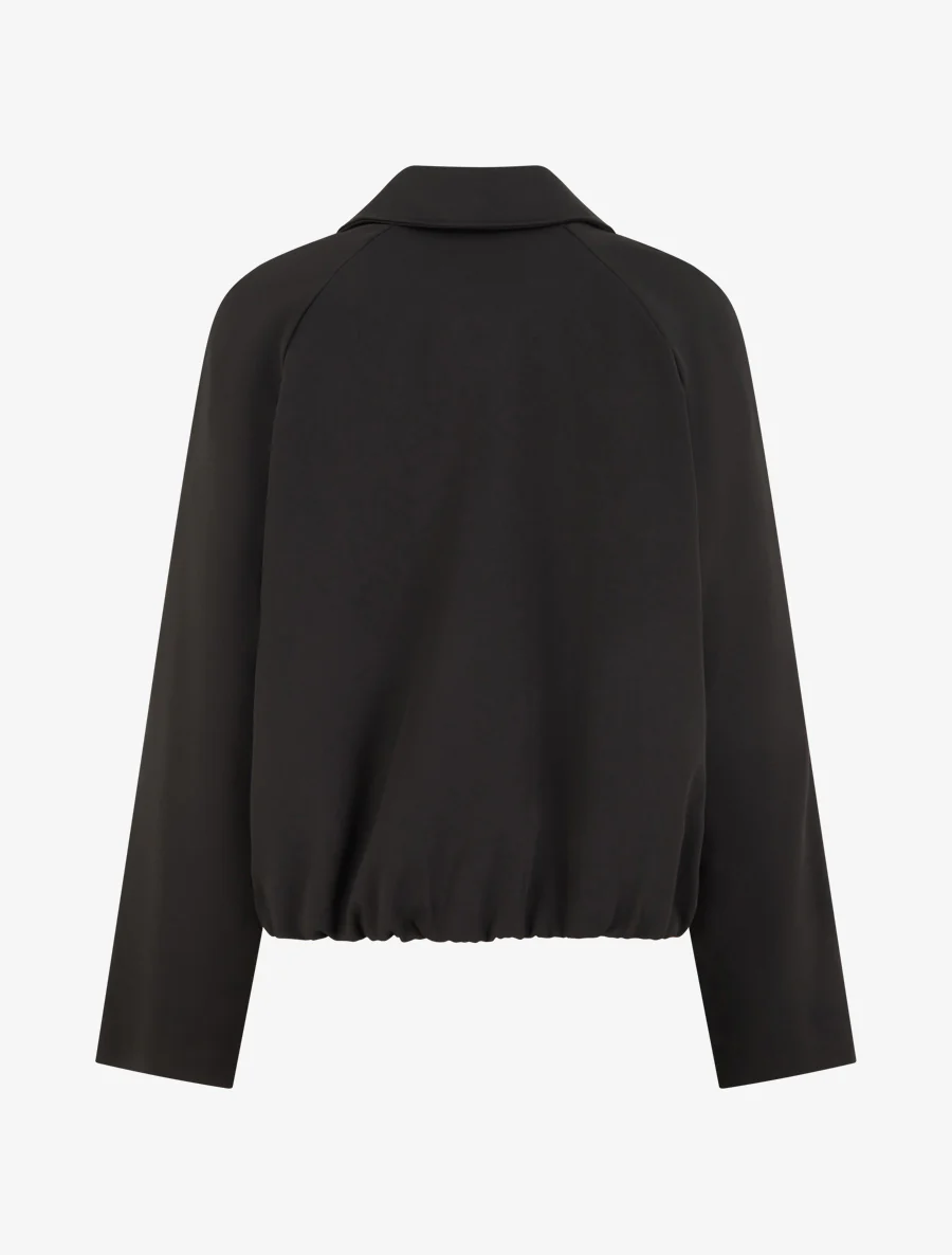 Veste droite zippée à col chemise - Noir - Image 2