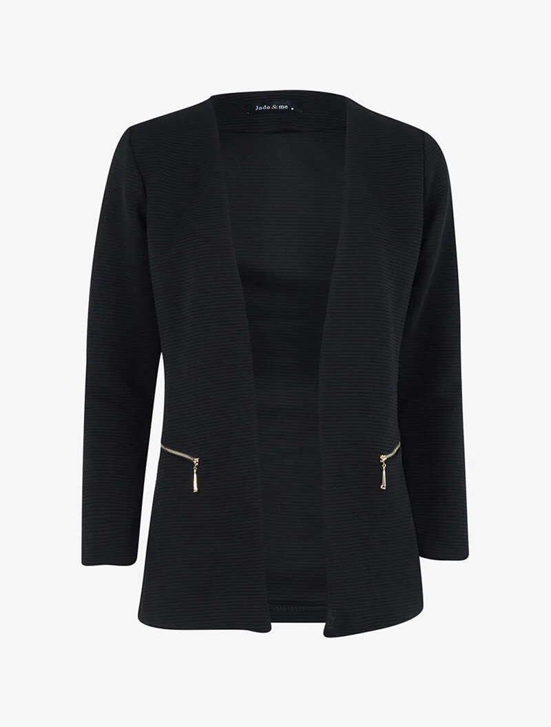 Veste effet rayé à zips - Noir
