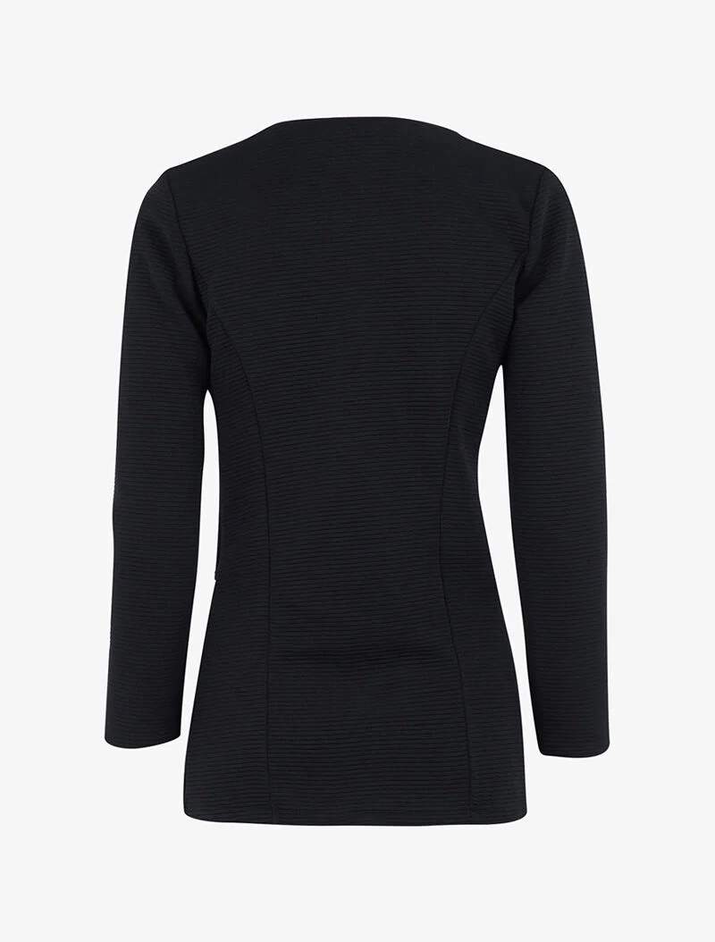 Veste effet rayé à zips - Noir - Image 2