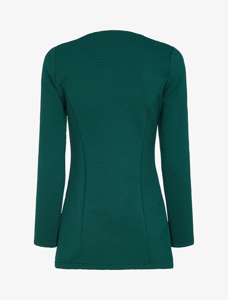Veste effet rayé à zips - vert foncé - Image 3