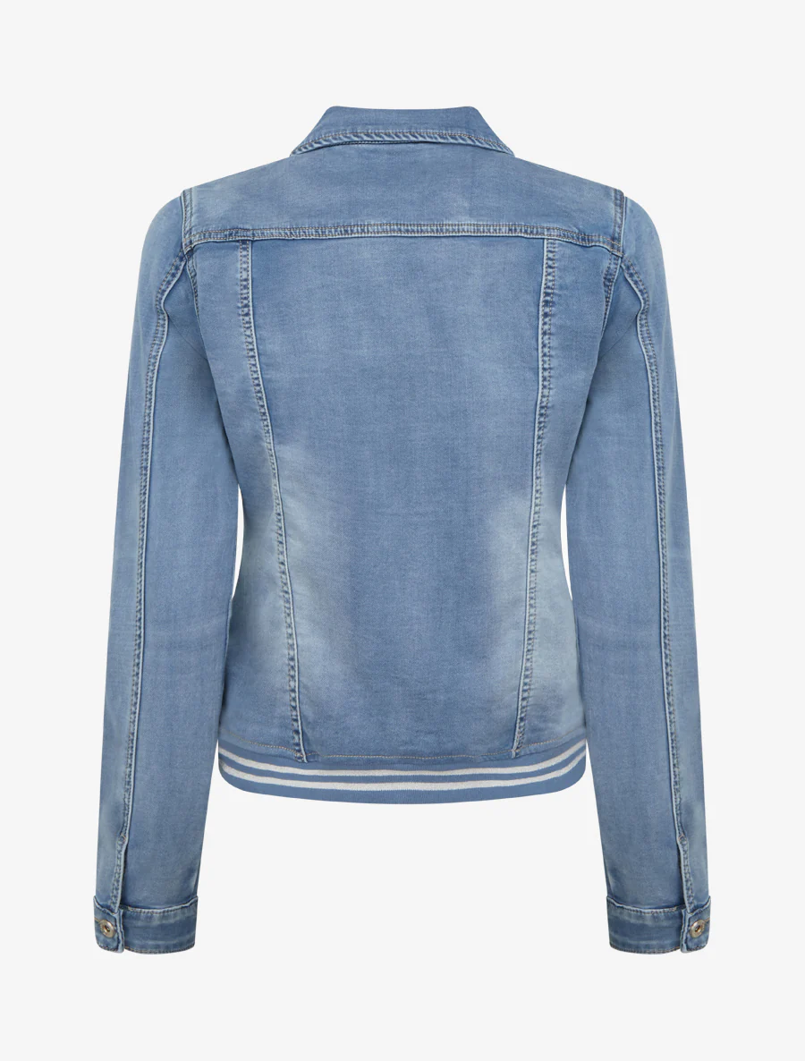 Veste en jean à bords élastiqués - Bleu - Image 2